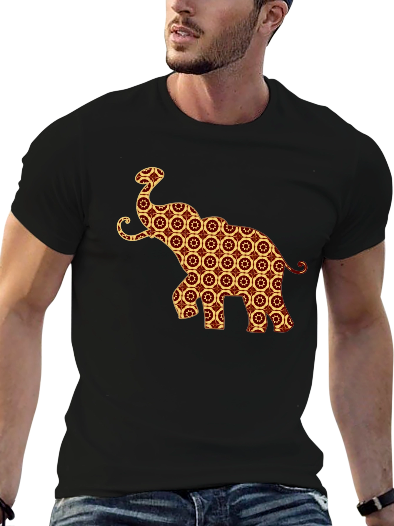 Elephant Pattern T-Shirt - Unique Graphic Tee
