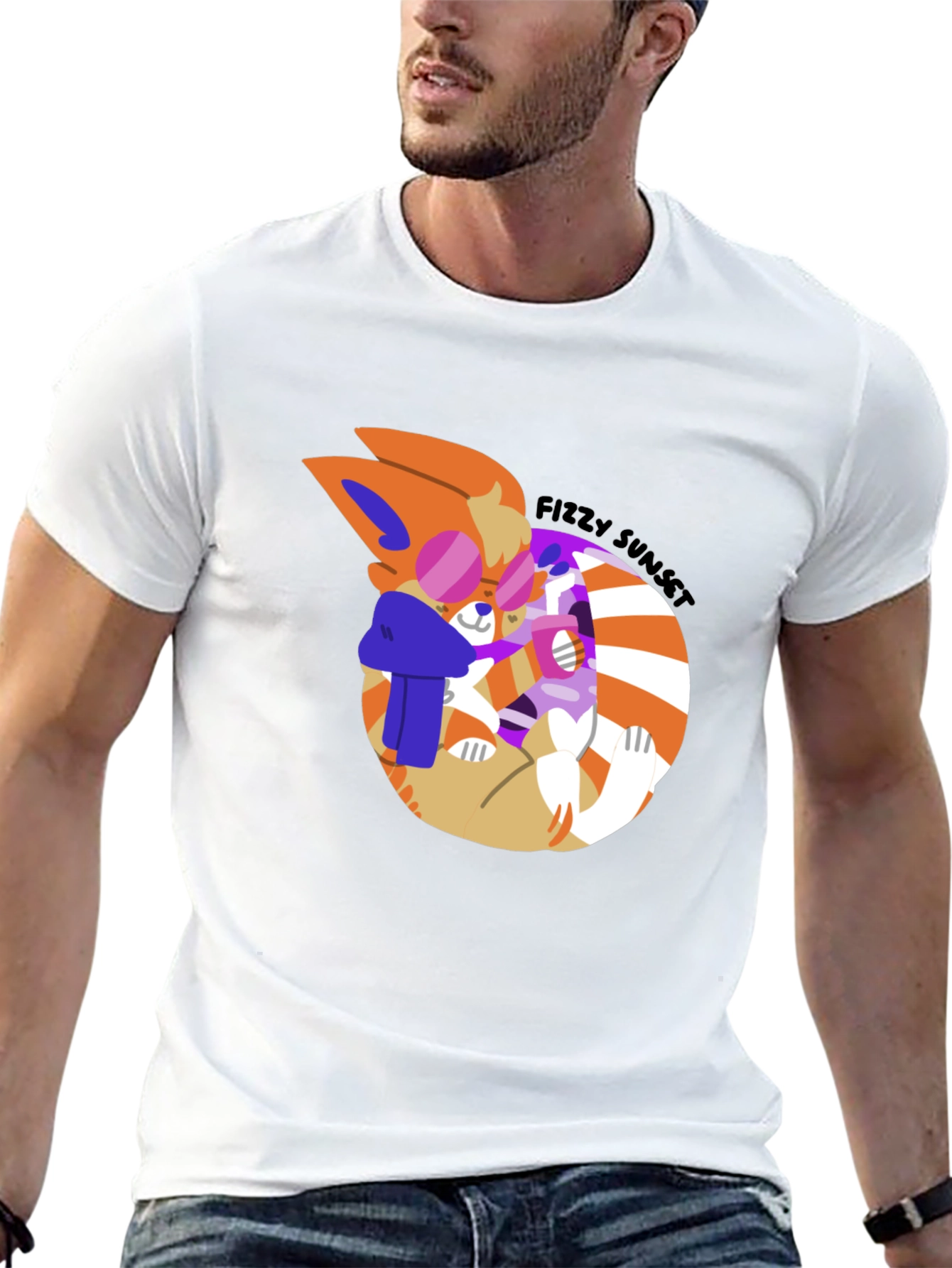 Fizzy Sunset Graphic Tee - Stylish Black T-Shirt
