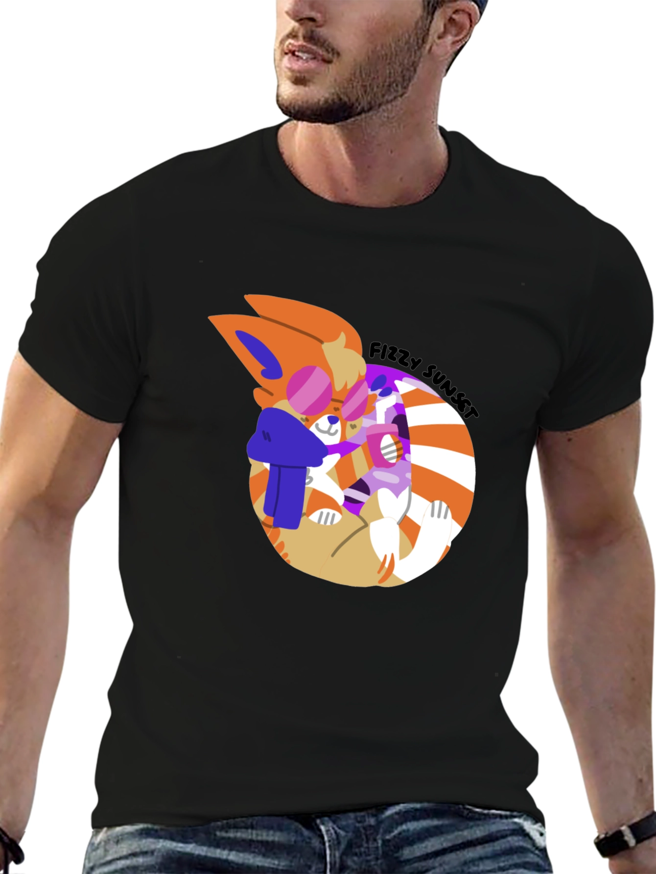 Fizzy Sunset Graphic Tee - Stylish Black T-Shirt