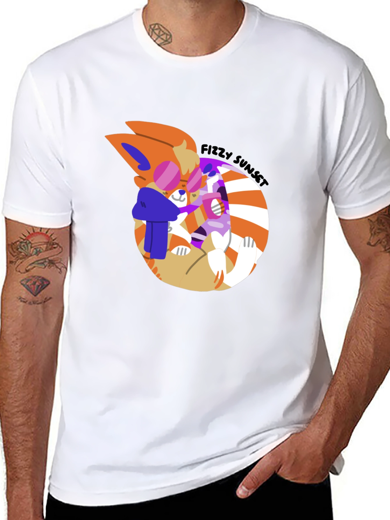 Fizzy Sunset Graphic Tee - Stylish Black T-Shirt