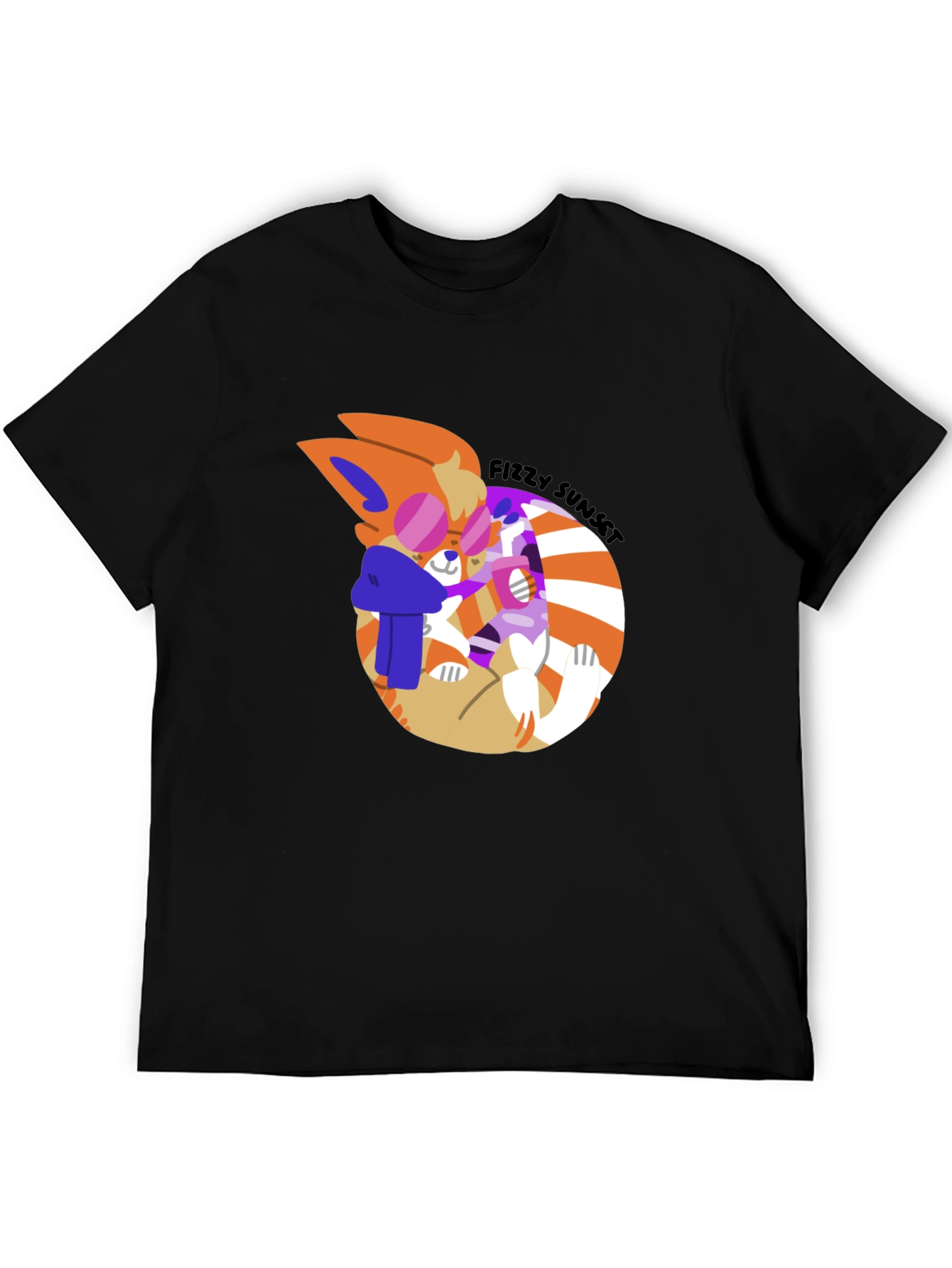 Fizzy Sunset Graphic Tee - Stylish Black T-Shirt