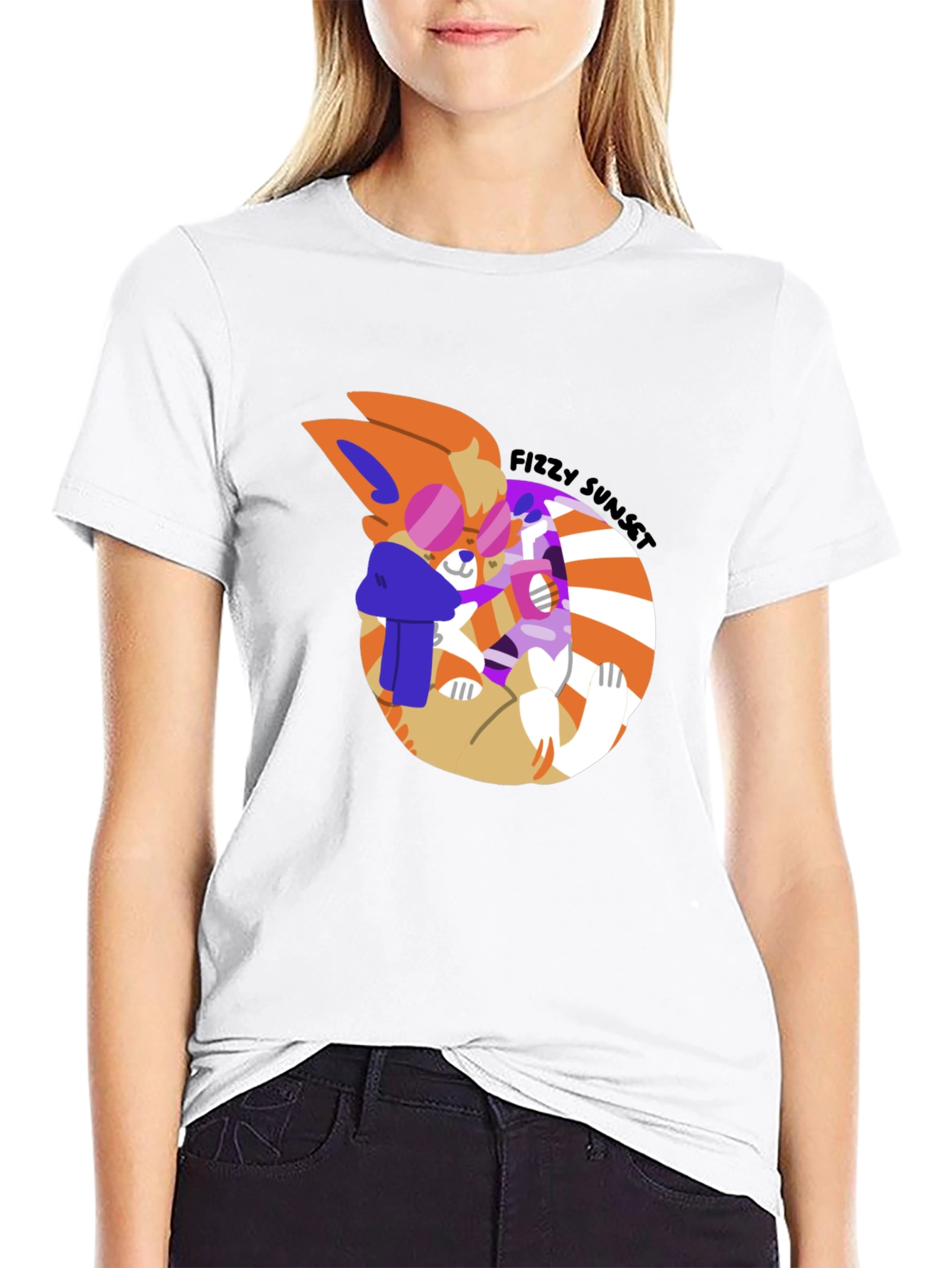 Fizzy Sunset Graphic Tee - Stylish Black T-Shirt
