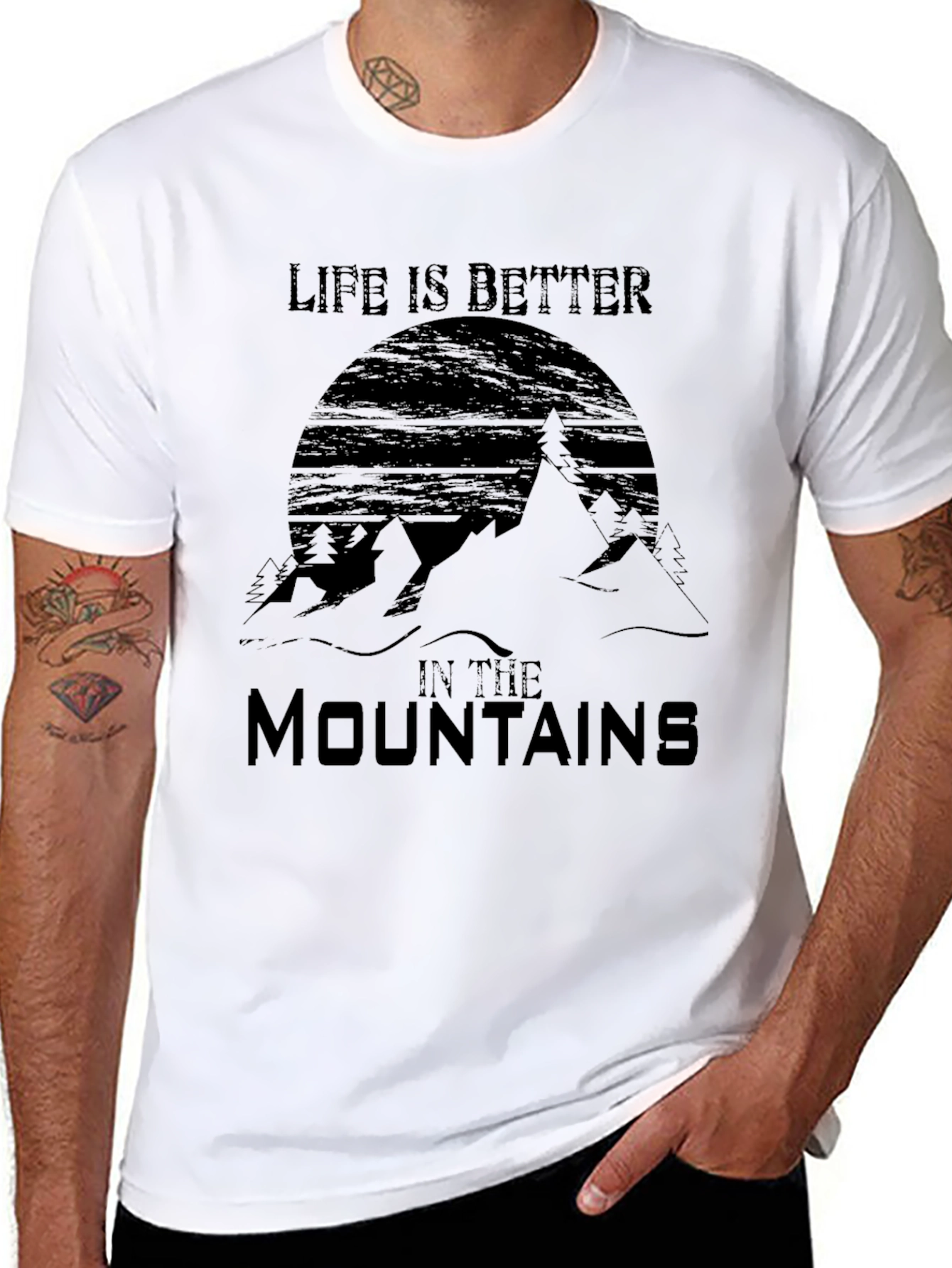 Life is Better in the Mountains Black Graphic T-Shirt