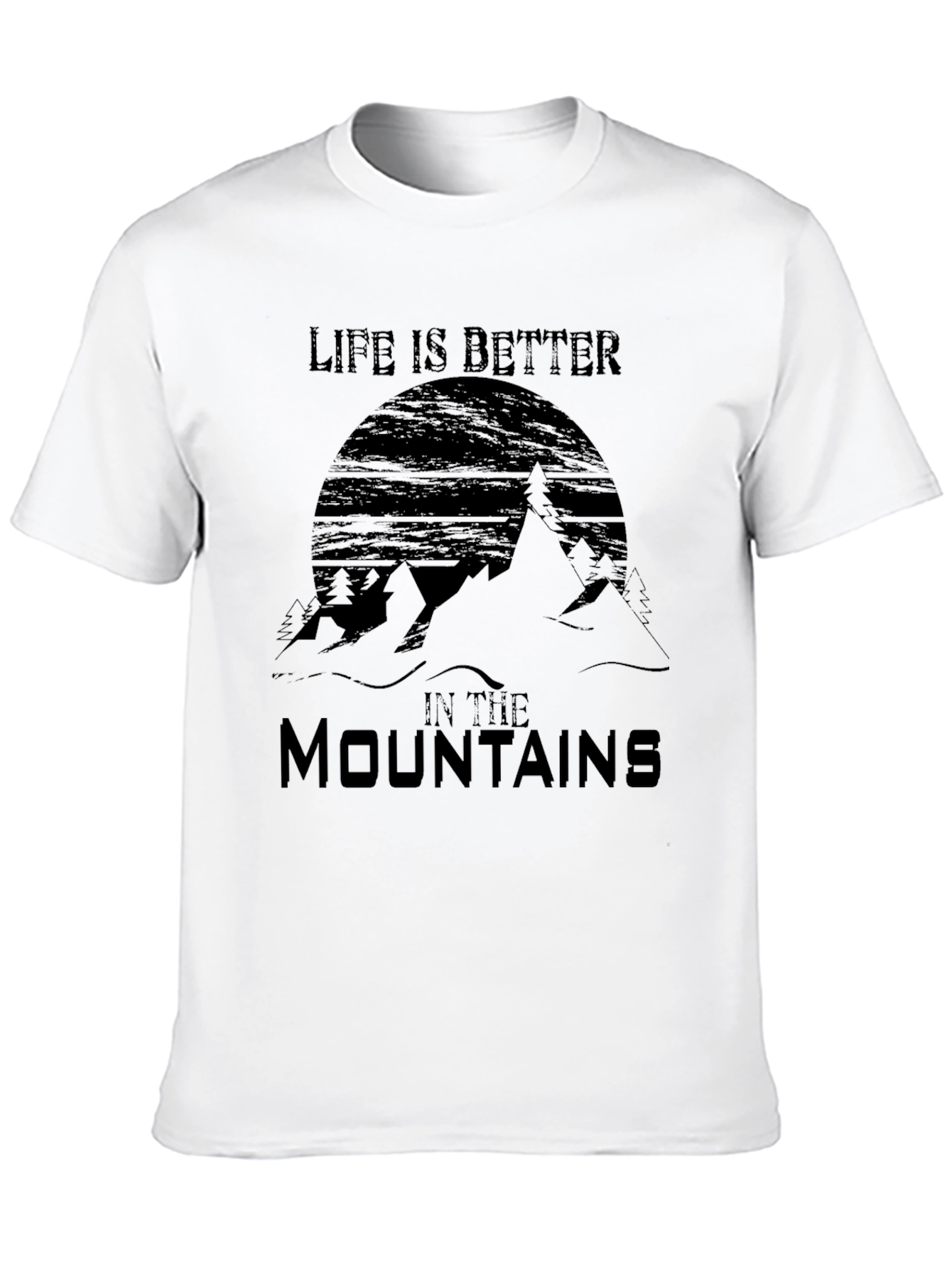 Life is Better in the Mountains Black Graphic T-Shirt