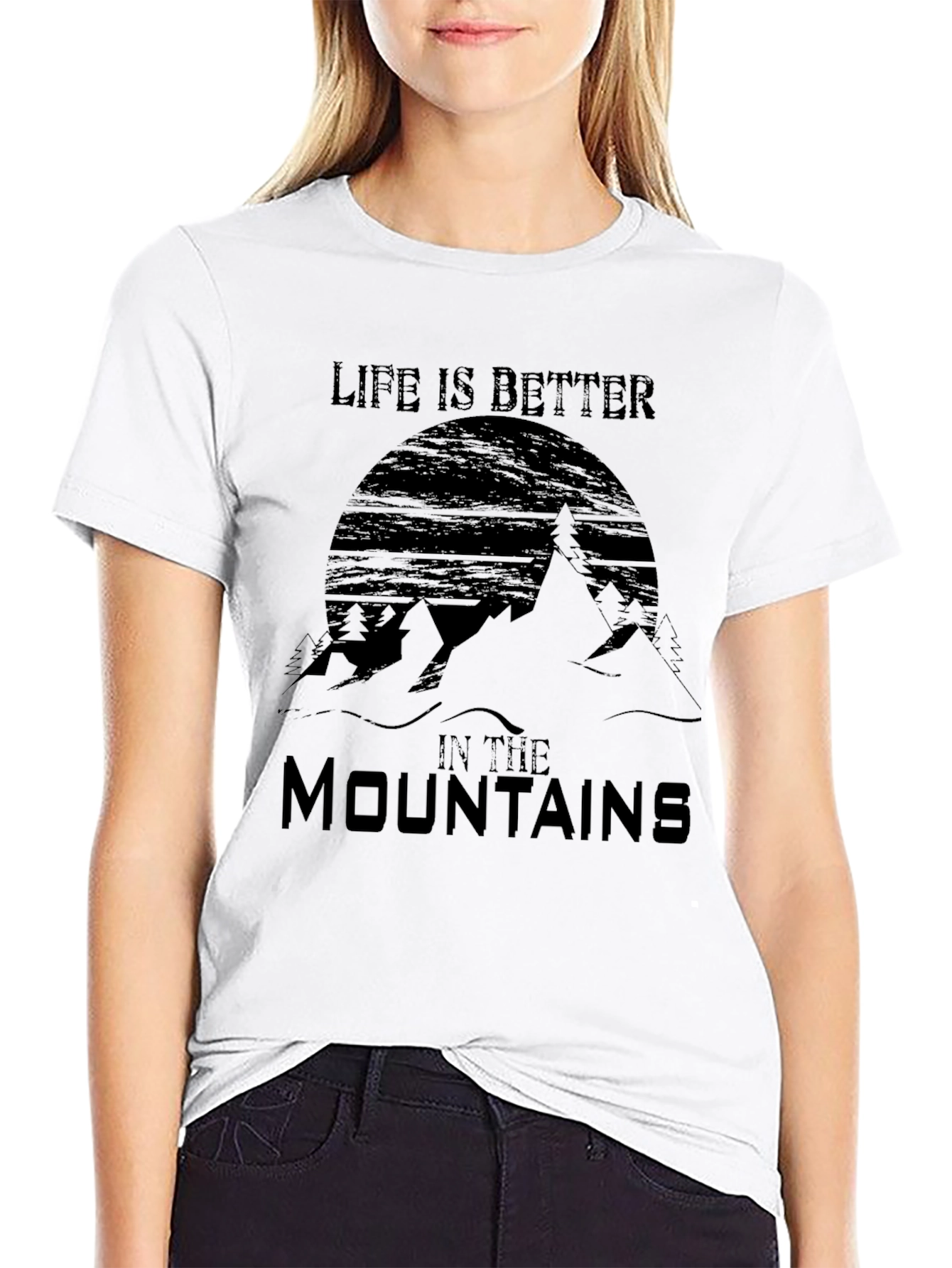 Life is Better in the Mountains Black Graphic T-Shirt