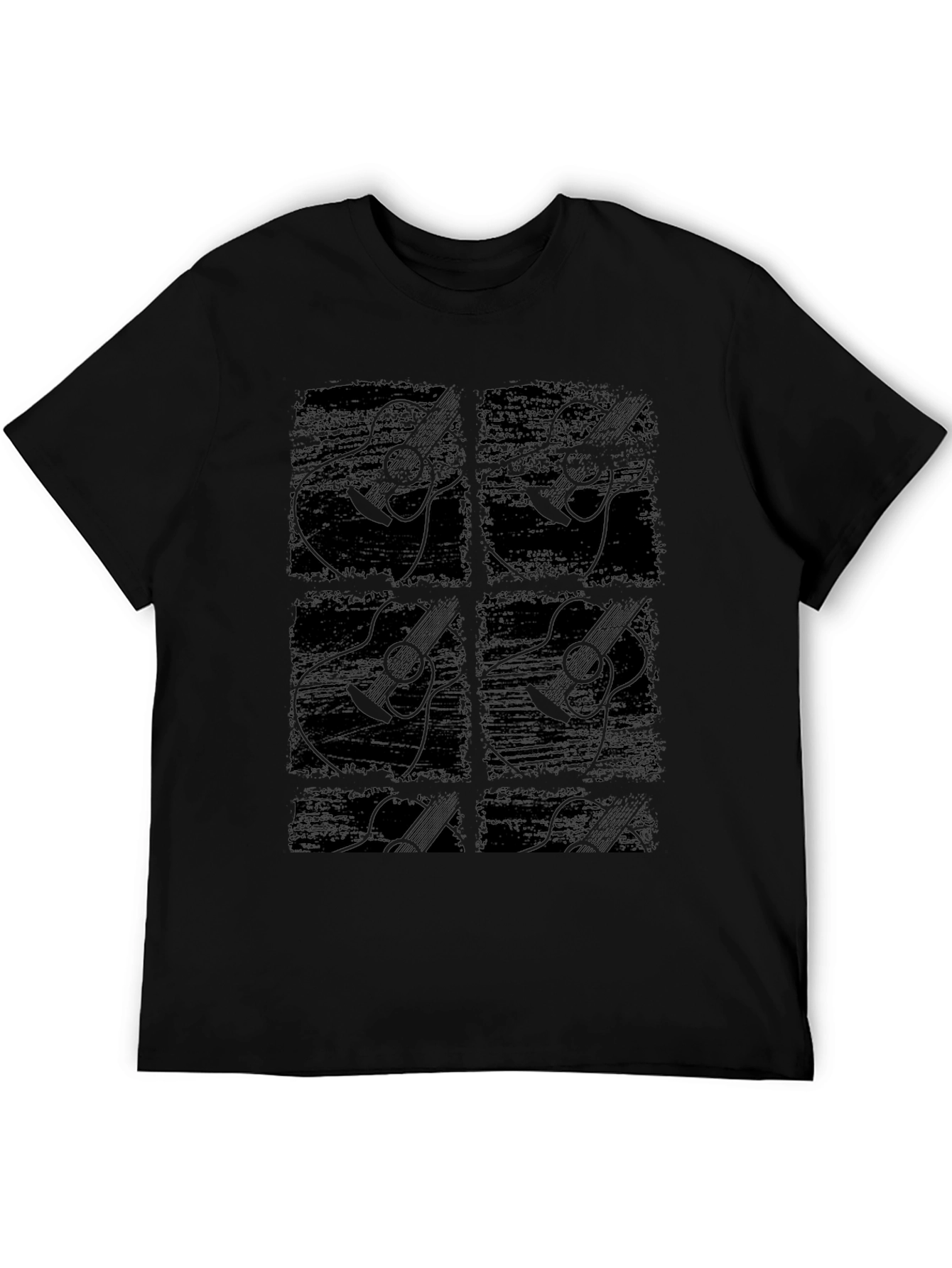 Guitar Graphic Print Black T-Shirt