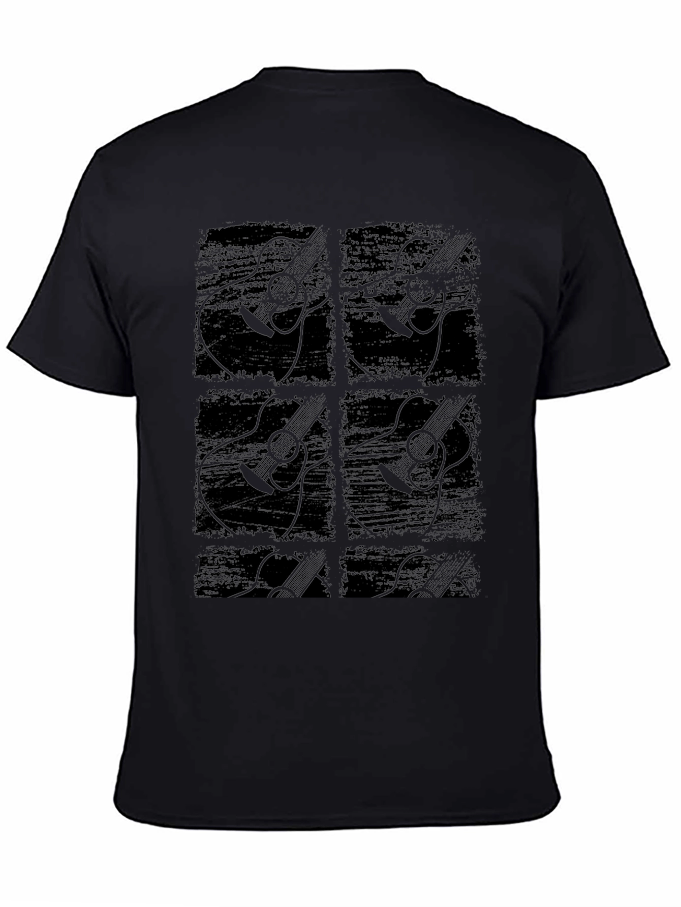 Guitar Graphic Print Black T-Shirt