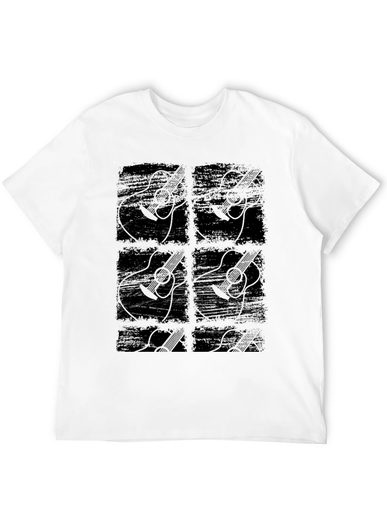 Guitar Graphic Print Black T-Shirt