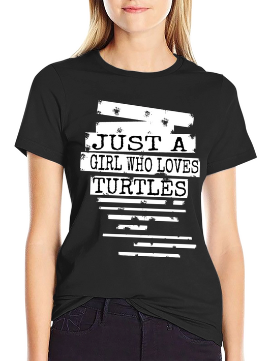 Girl Loves Turtles Black Graphic Tee
