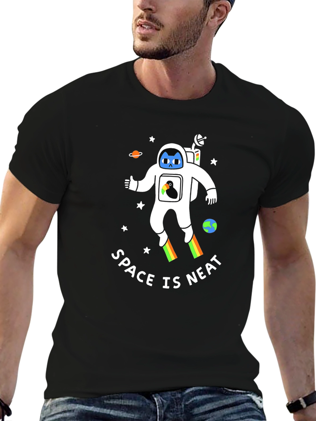 Space is Neat T-Shirt - Astronaut & Penguin Design
