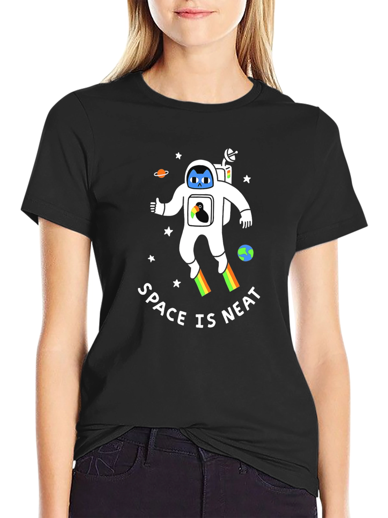 Space is Neat T-Shirt - Astronaut & Penguin Design