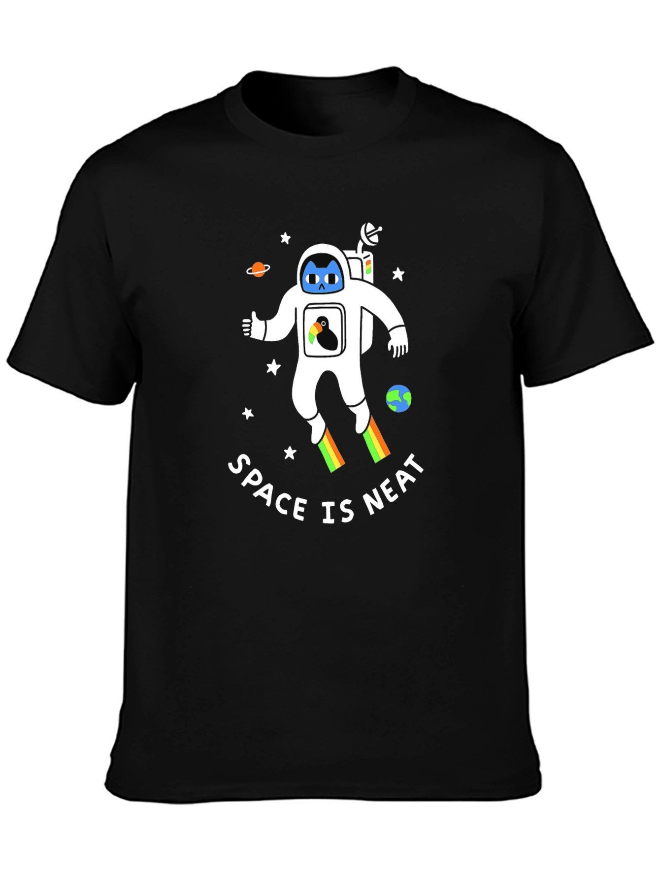 Space is Neat T-Shirt - Astronaut & Penguin Design