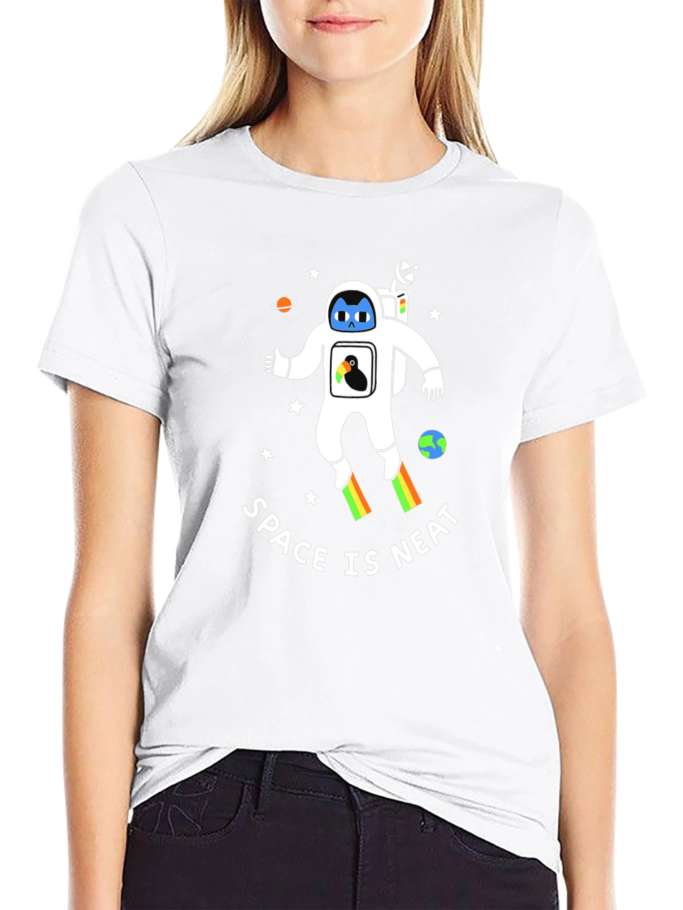 Space is Neat T-Shirt - Astronaut & Penguin Design