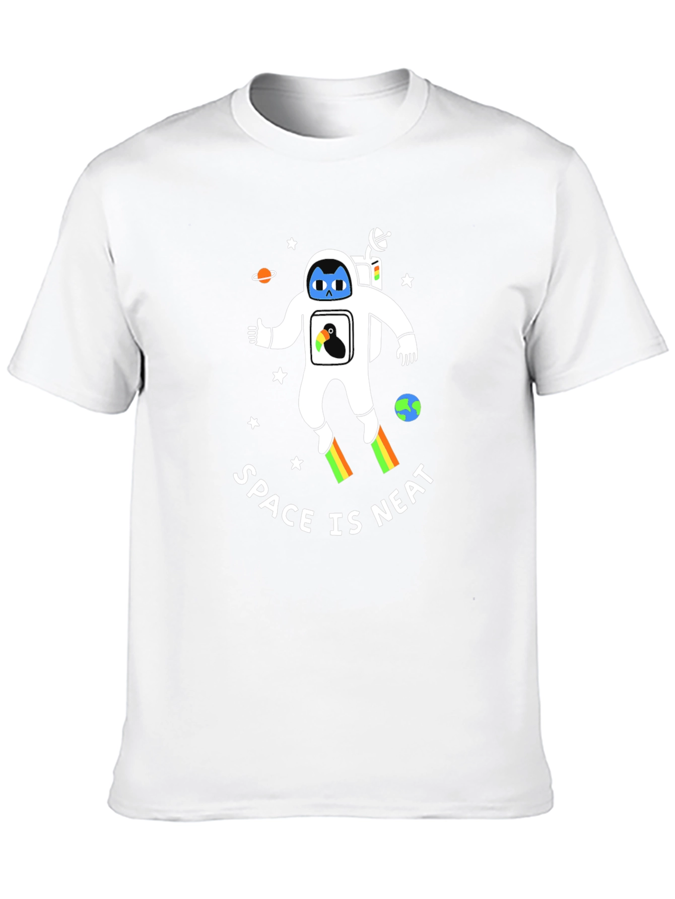 Space is Neat T-Shirt - Astronaut & Penguin Design