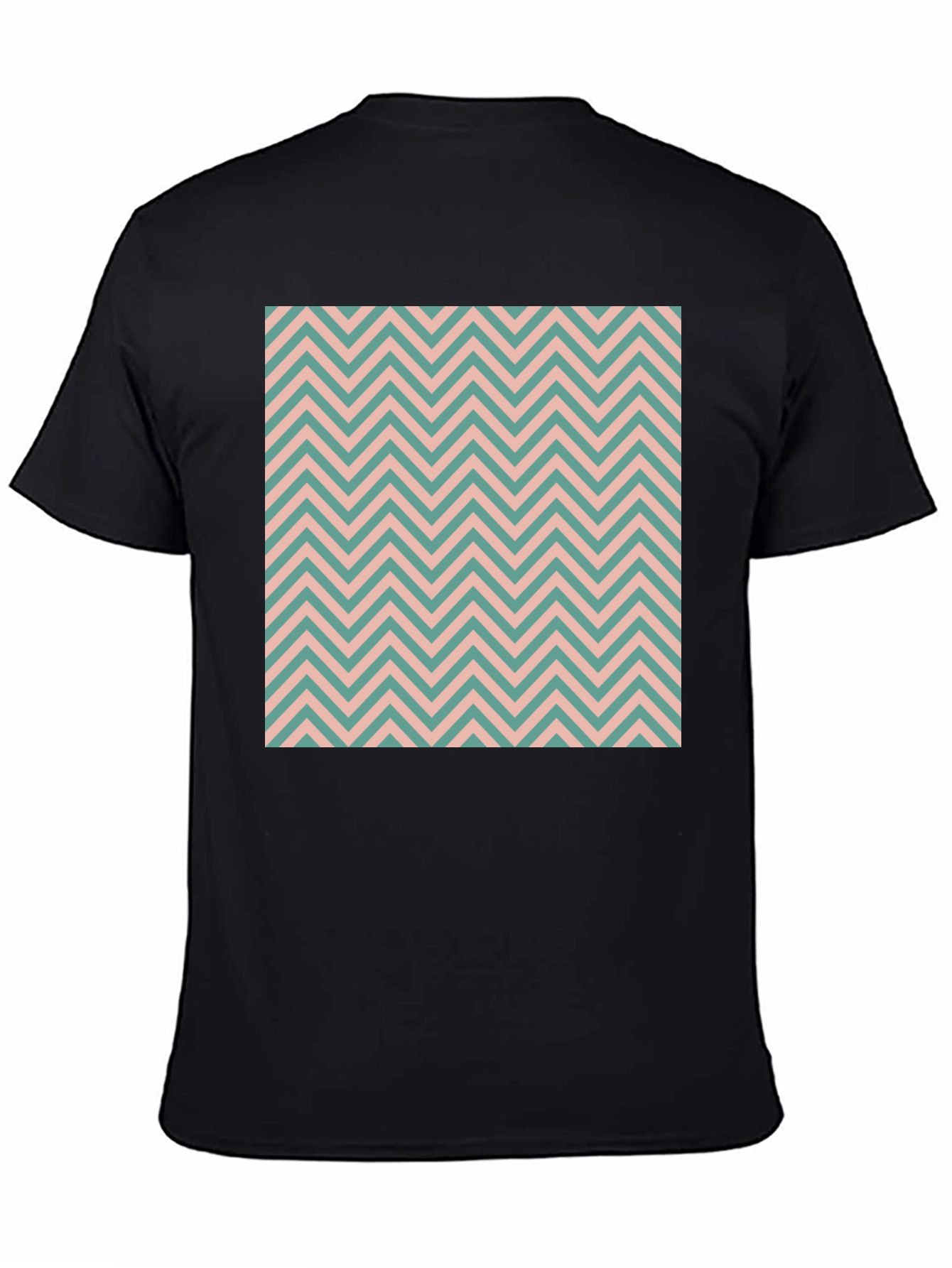 Chevron Pattern Black Crew Neck T-Shirt