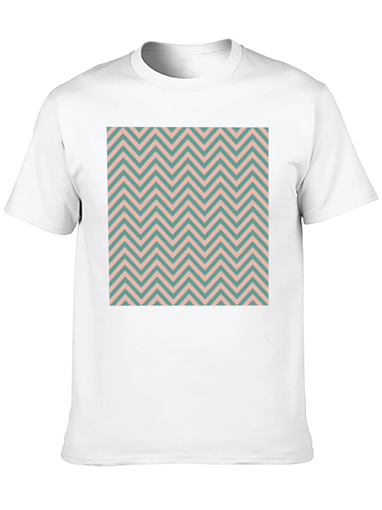 Chevron Pattern Black Crew Neck T-Shirt