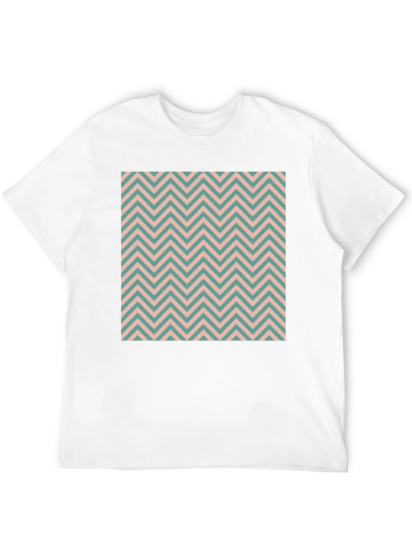 Chevron Pattern Black Crew Neck T-Shirt