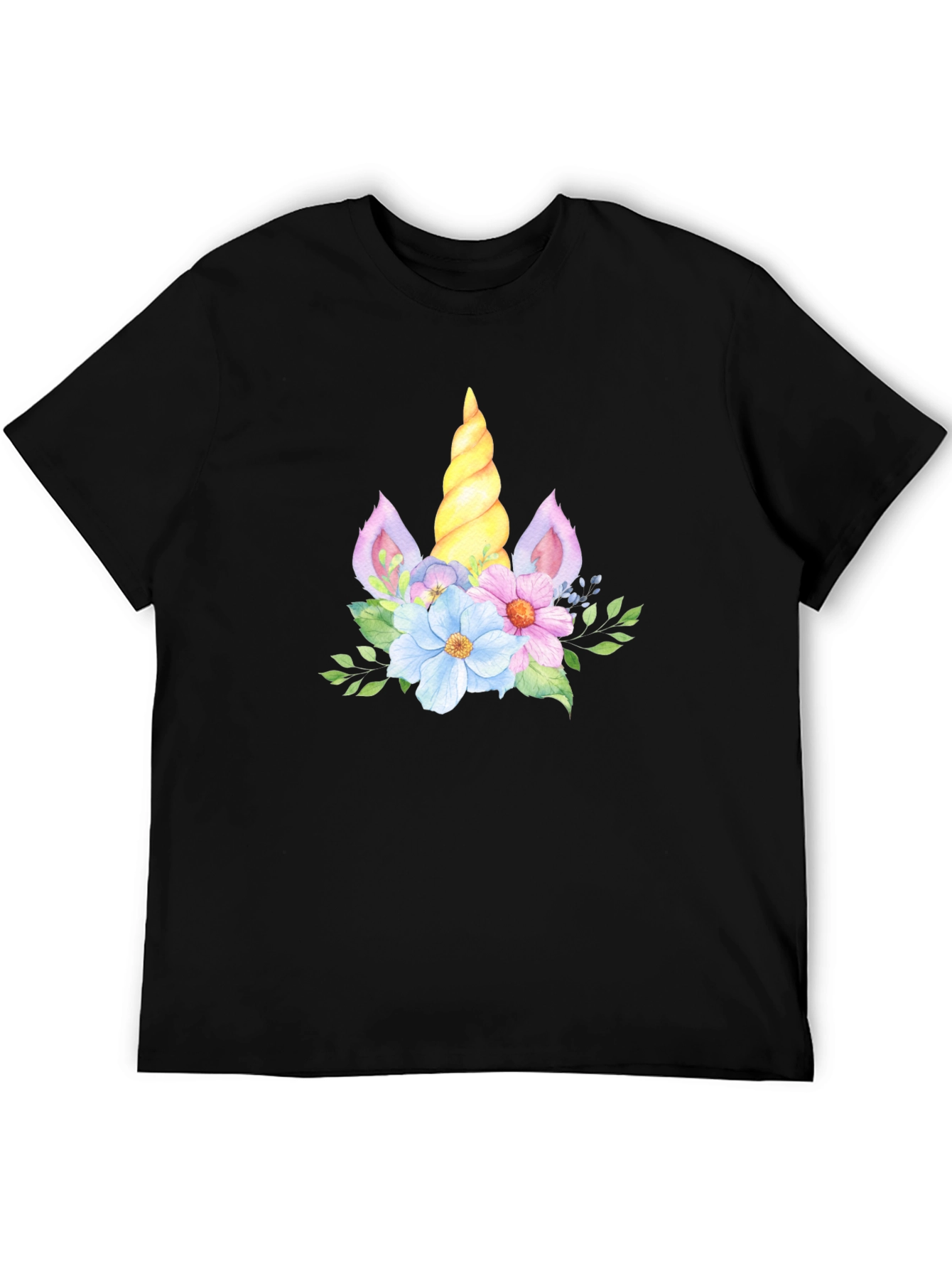 Unicorn Floral T-Shirt - Black
