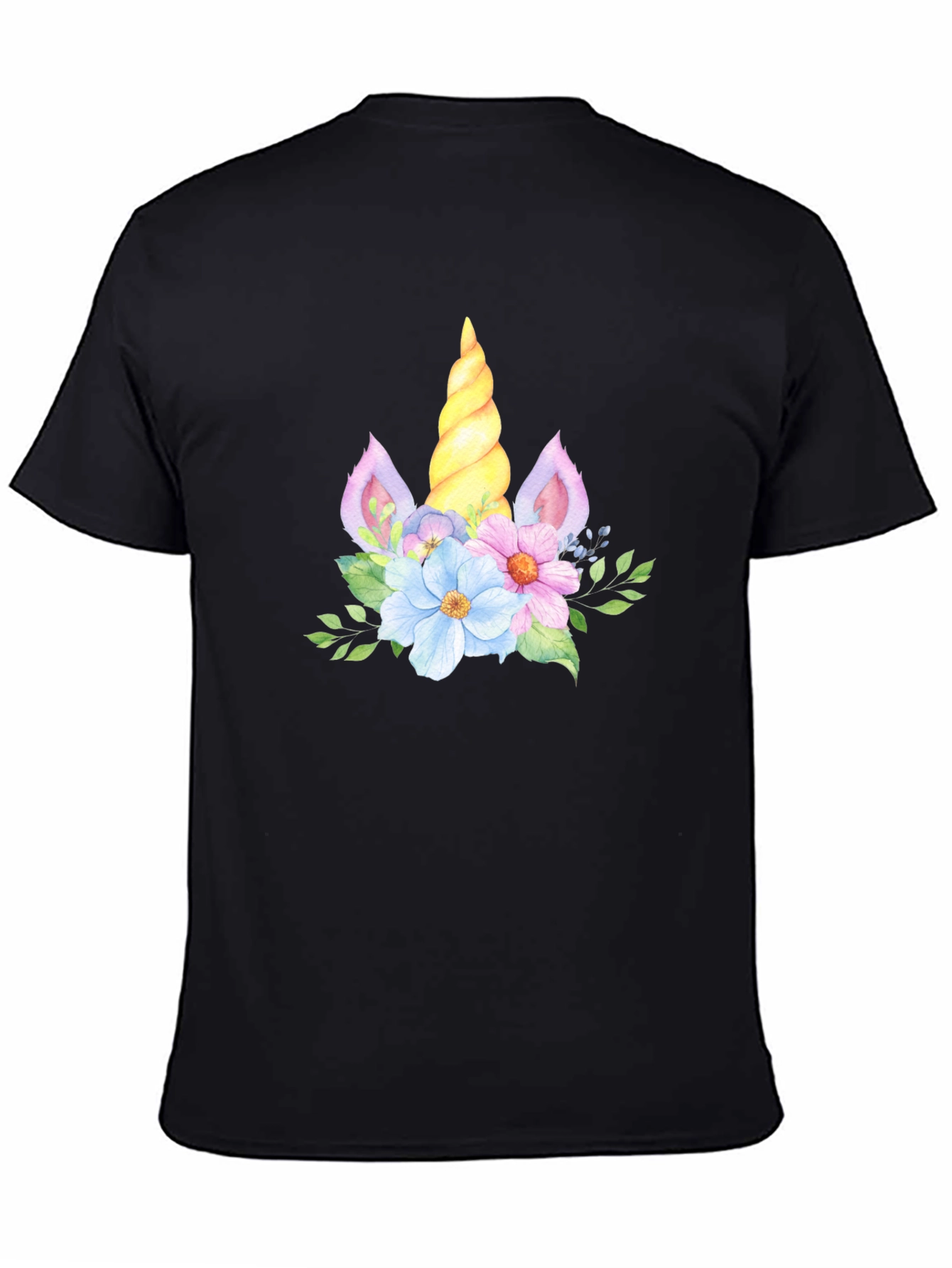Unicorn Floral T-Shirt - Black