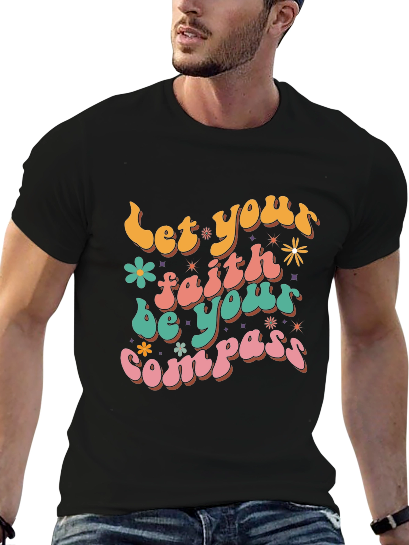 Faith Compass Graphic Tee - Retro Style