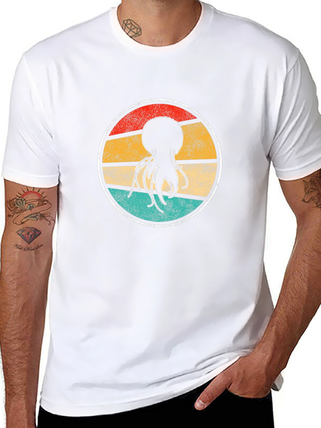Retro Jellyfish Graphic Tee - Black Cotton T-Shirt
