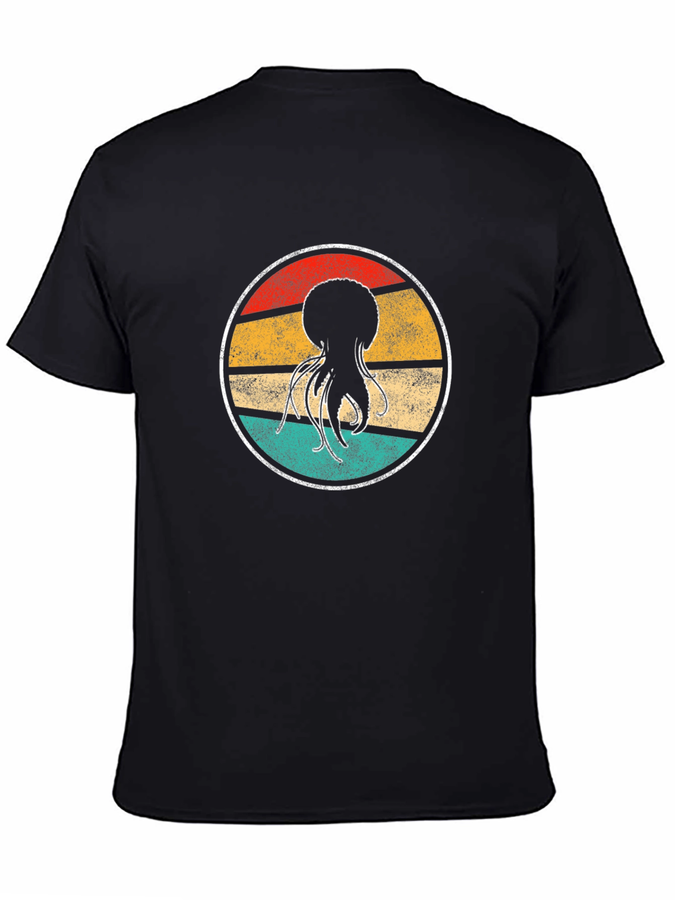 Retro Jellyfish Graphic Tee - Black Cotton T-Shirt