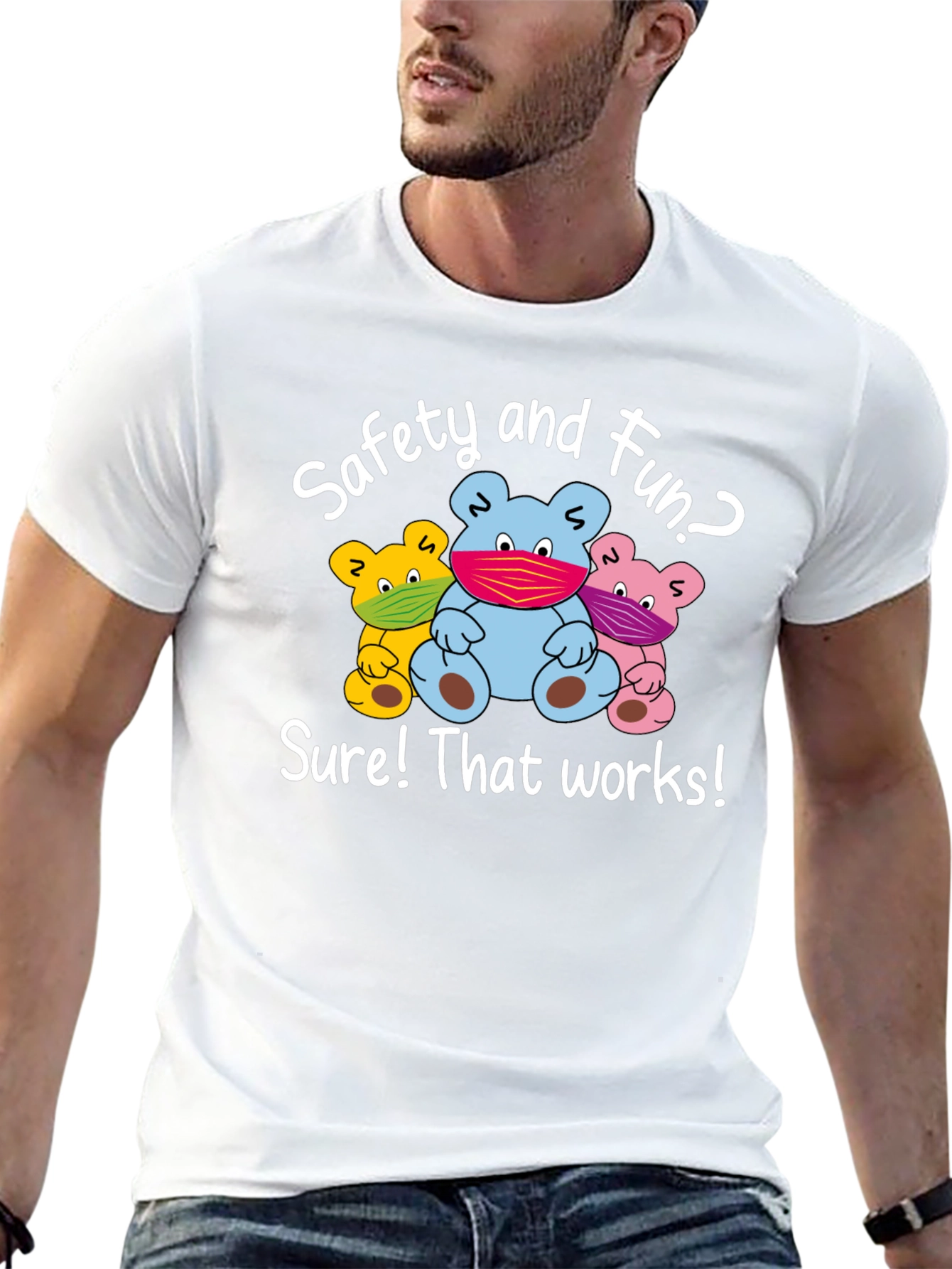 Safety First T-Shirt: Fun Bear Design
