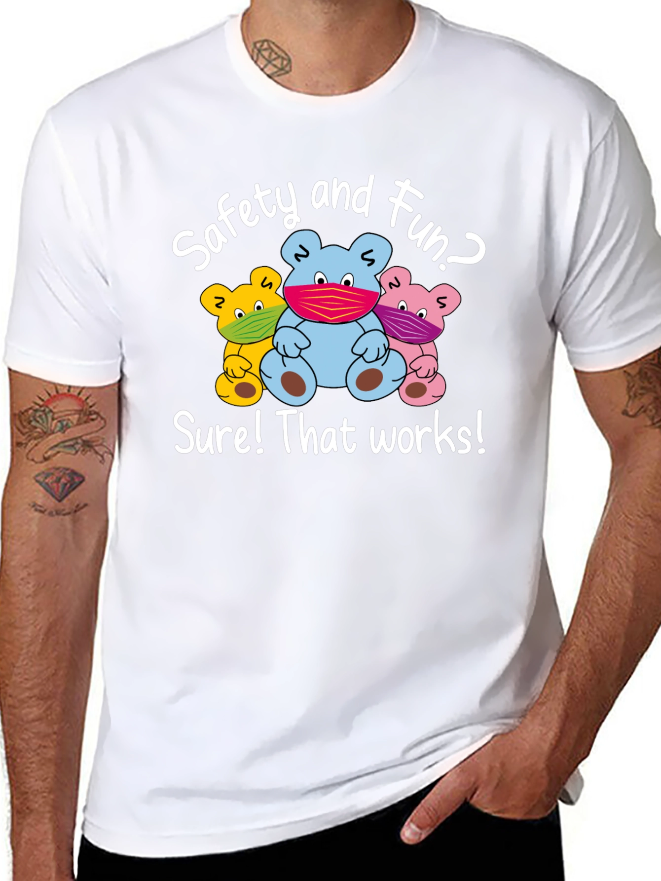 Safety First T-Shirt: Fun Bear Design