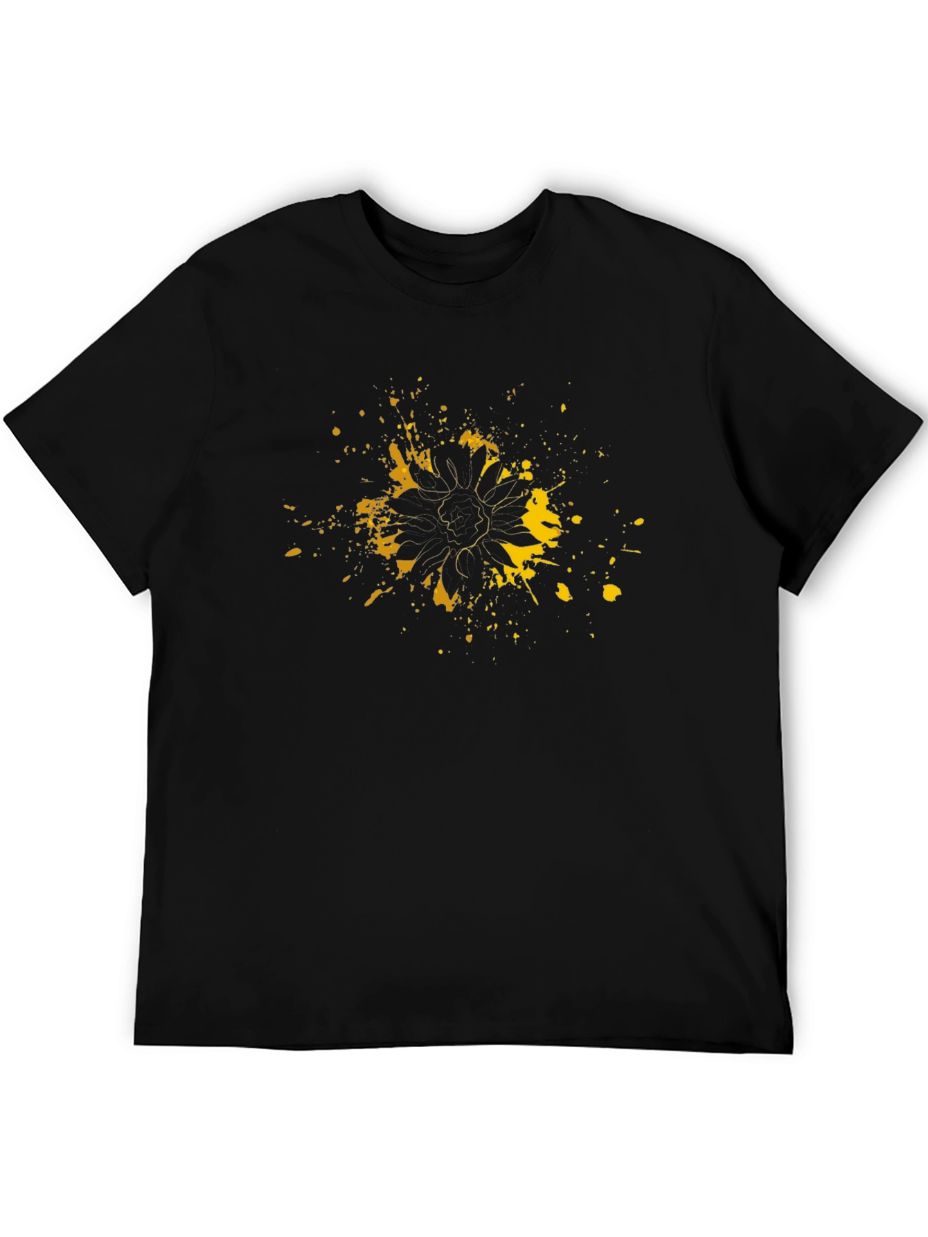 Sunflower Splatter Graphic Tee - Modern Art Shirt