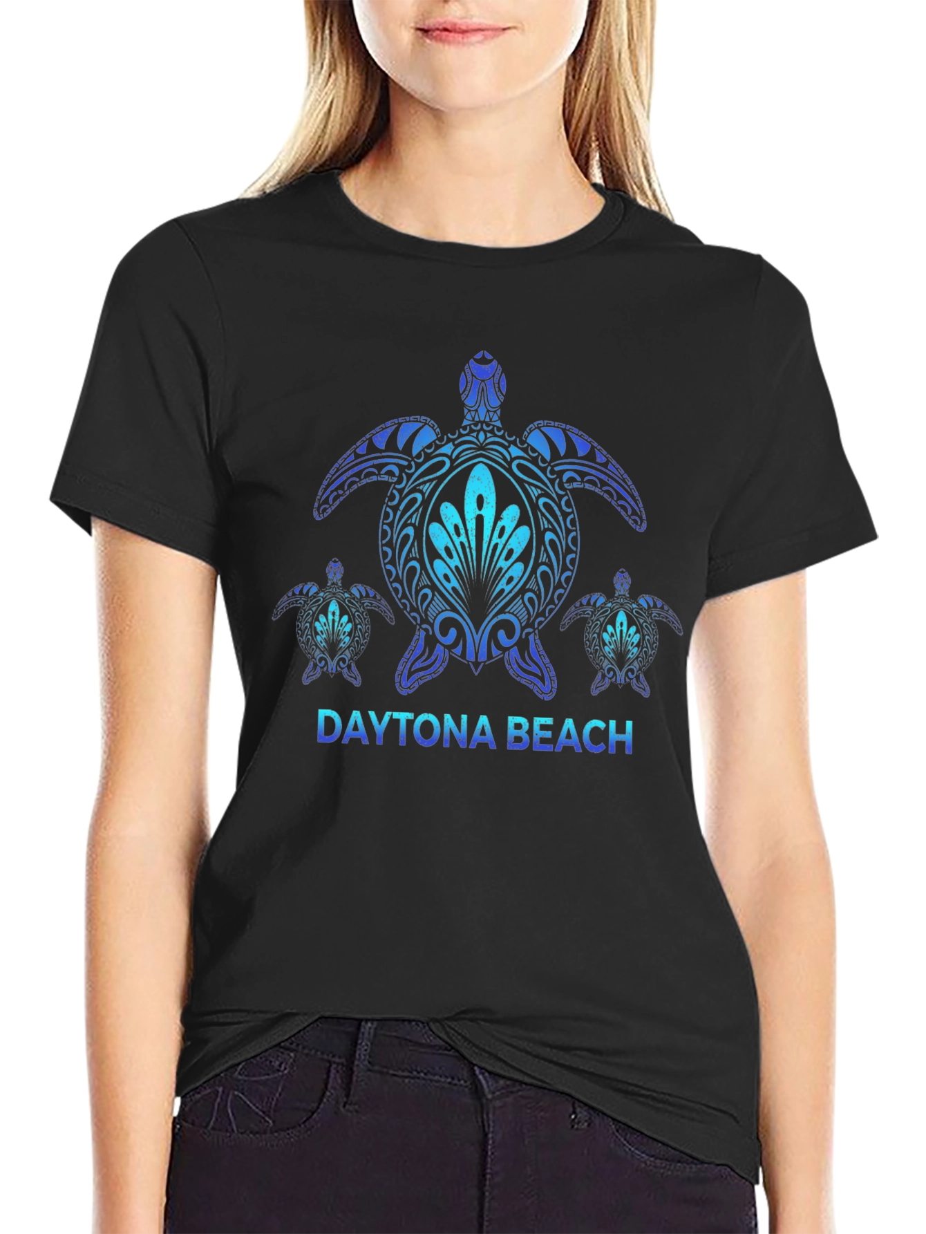 Daytona Beach Turtle Graphic Tee - Black