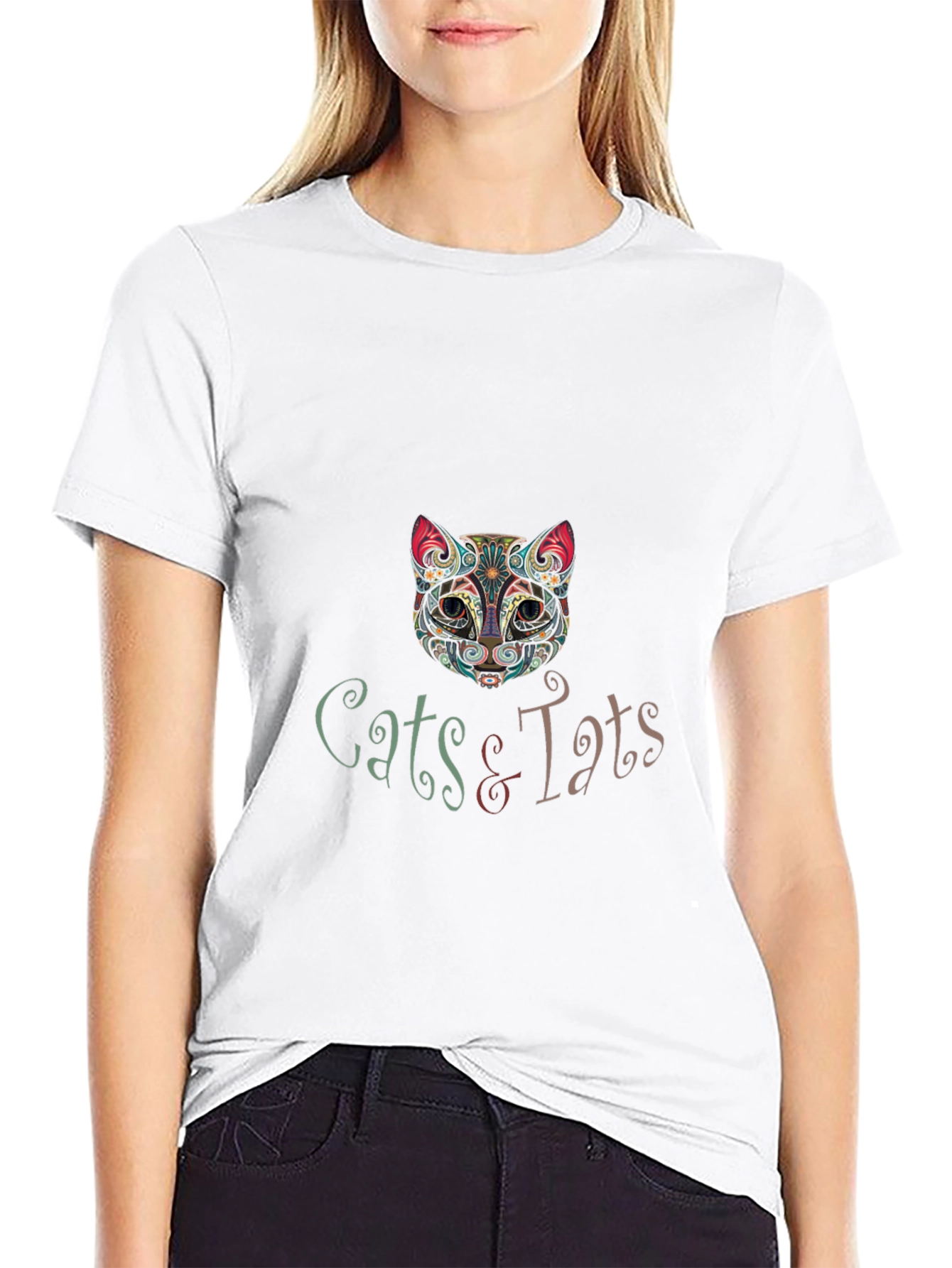 Cats & Tats Graphic T-Shirt - Unique Artistic Design