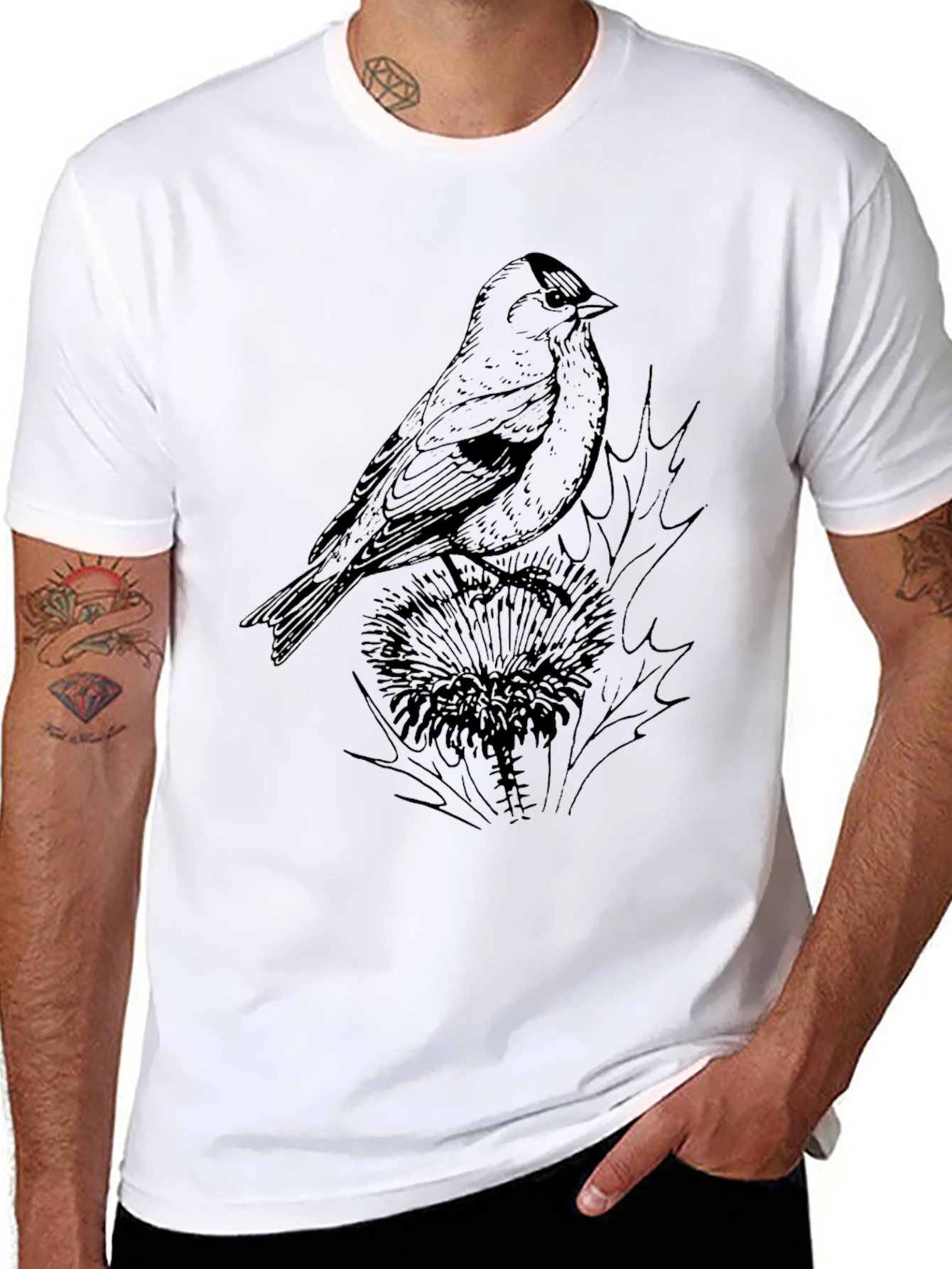 Bird on Thistle Black Graphic Tee