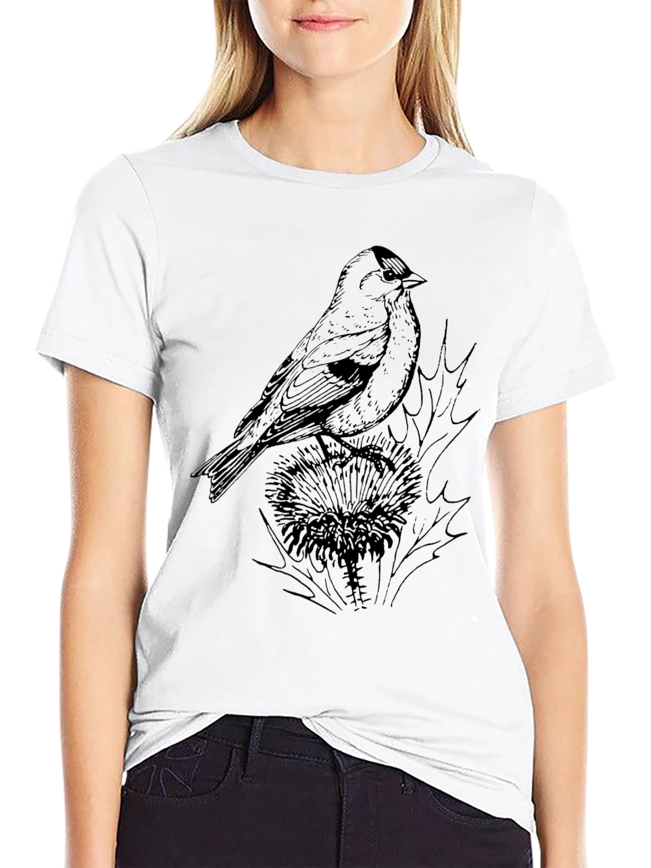 Bird on Thistle Black Graphic Tee