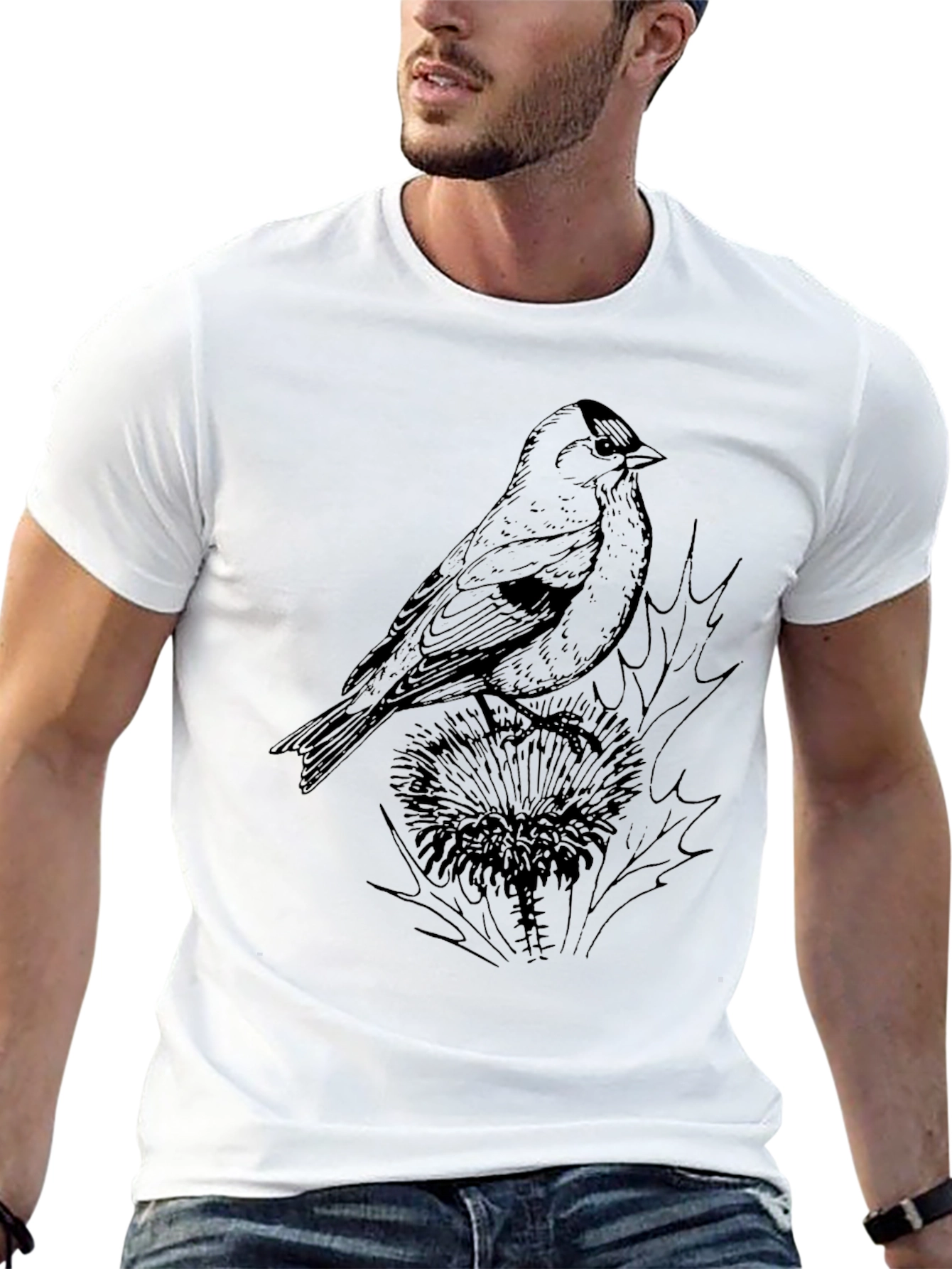 Bird on Thistle Black Graphic Tee