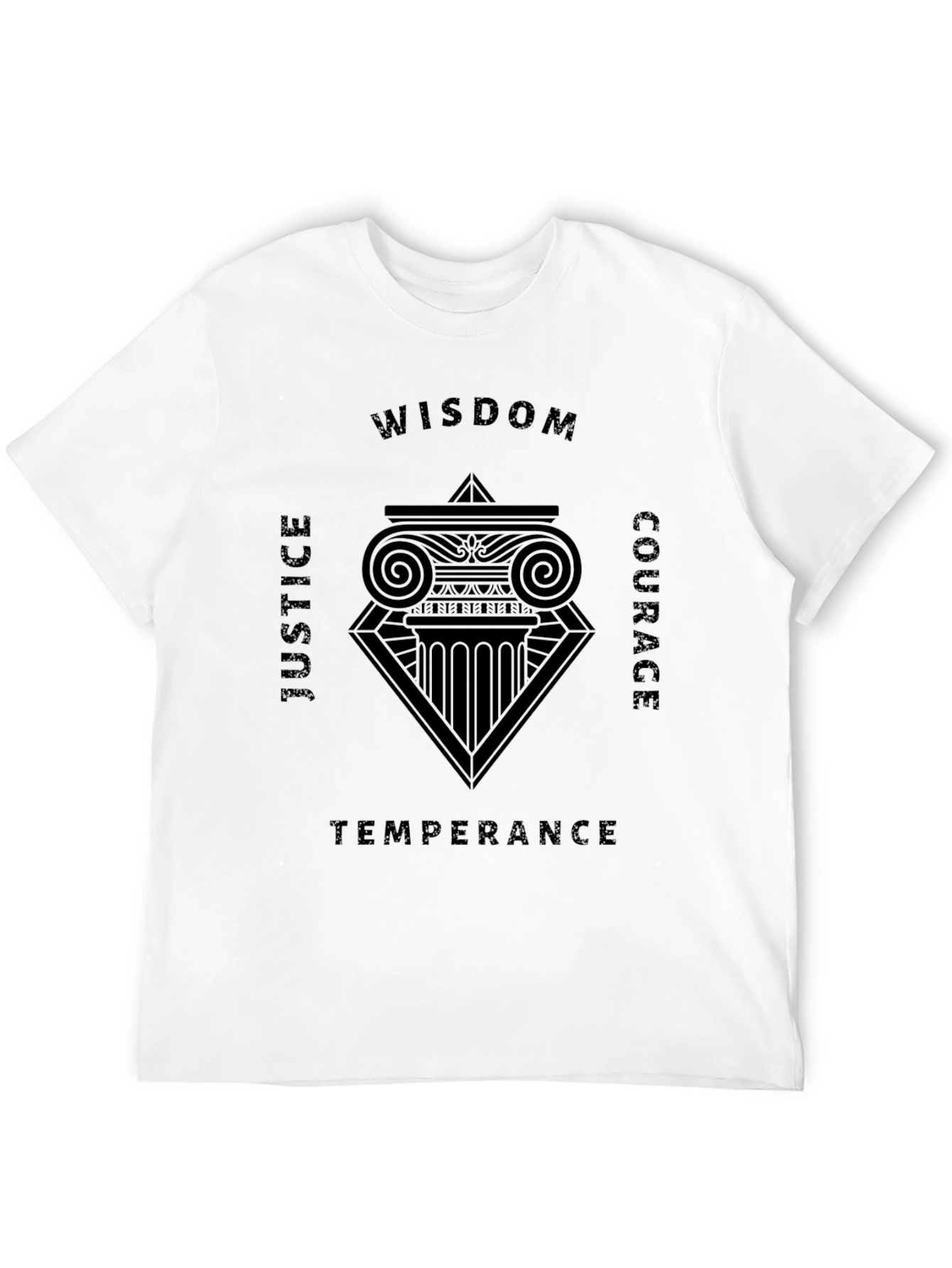 Philosophical Virtues Graphic Tee - Wisdom Justice Courage