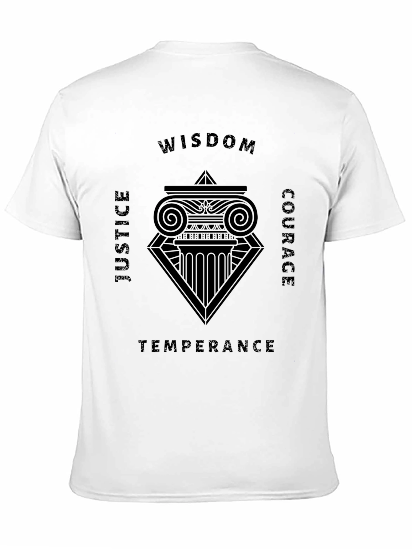 Philosophical Virtues Graphic Tee - Wisdom Justice Courage