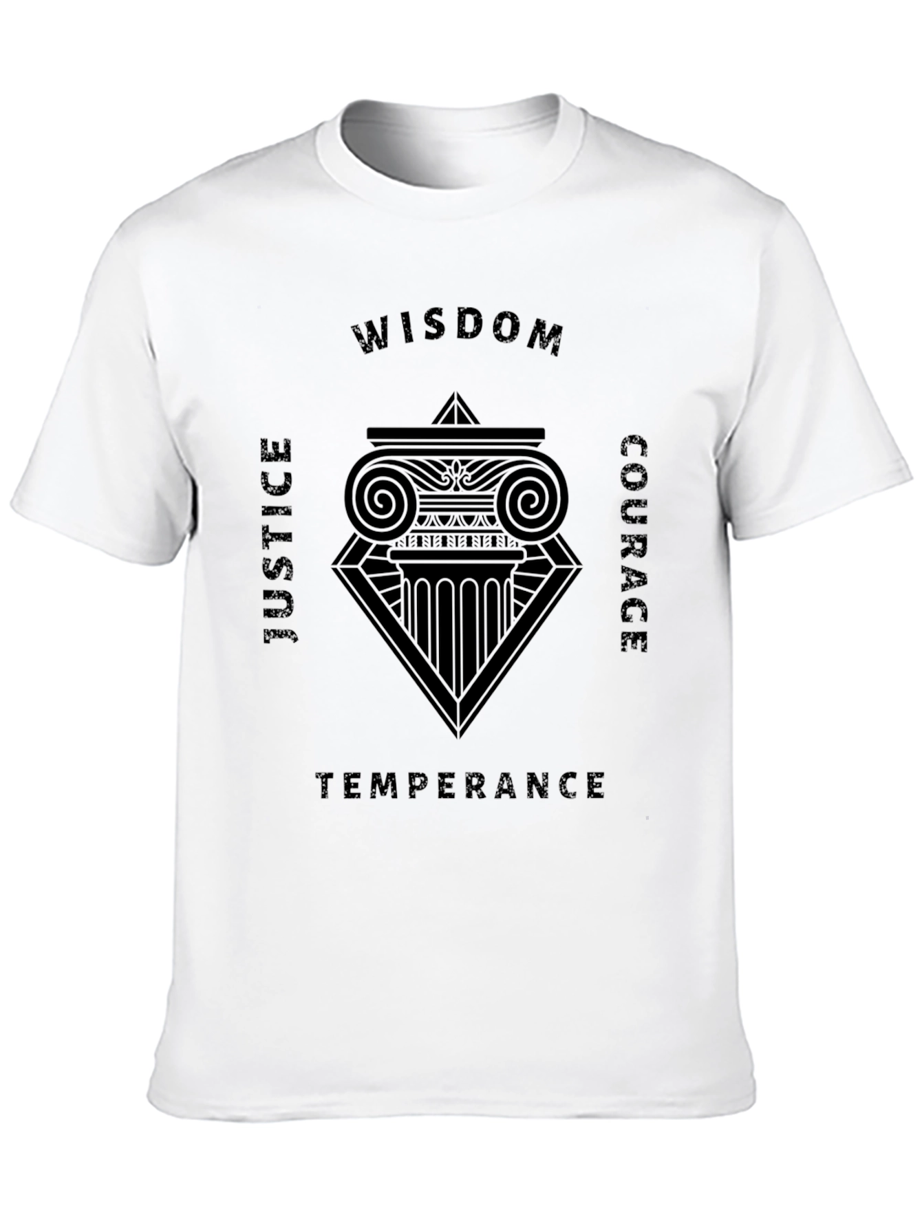 Philosophical Virtues Graphic Tee - Wisdom Justice Courage