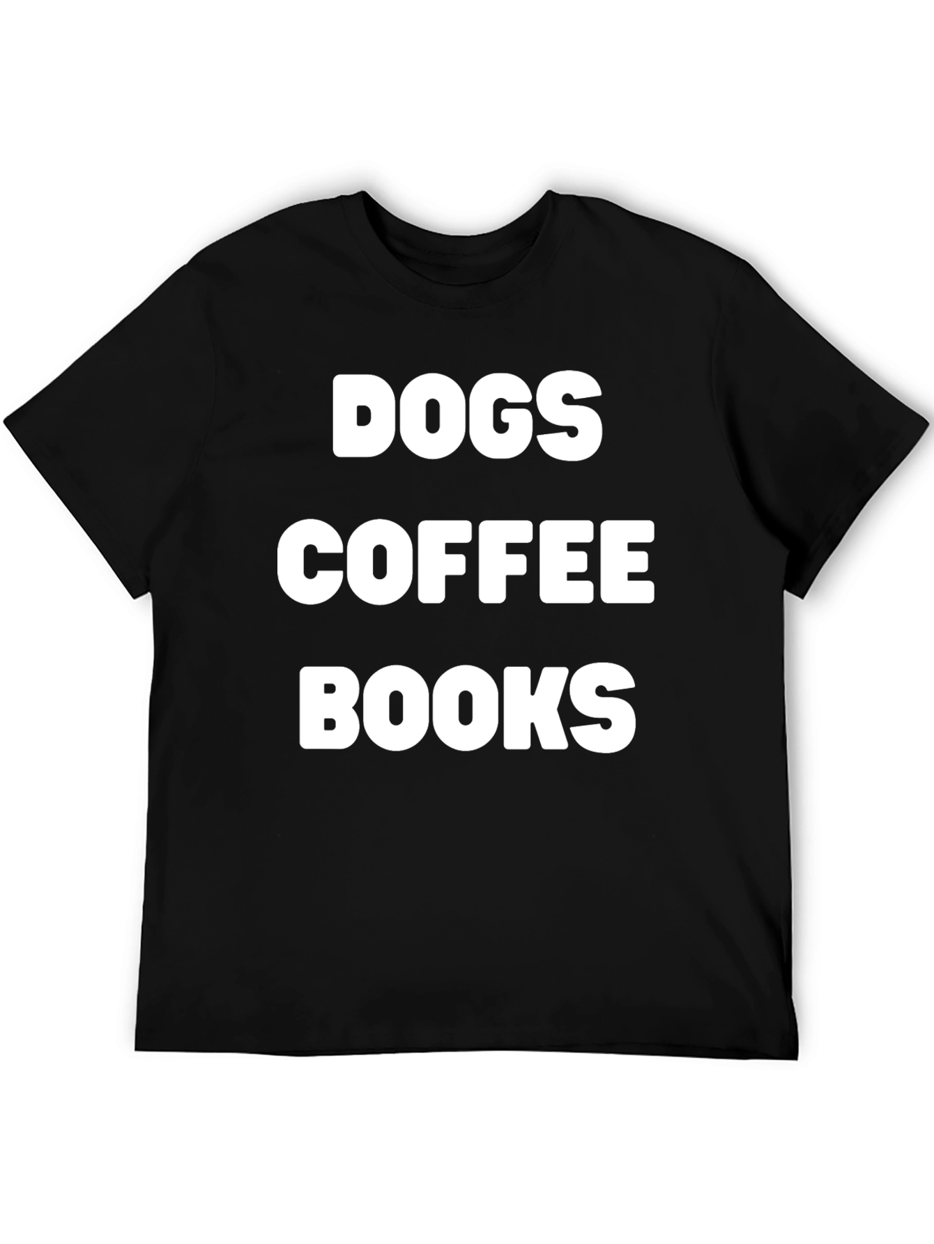 Dogs Coffee Books T-Shirt Black Cotton Tee