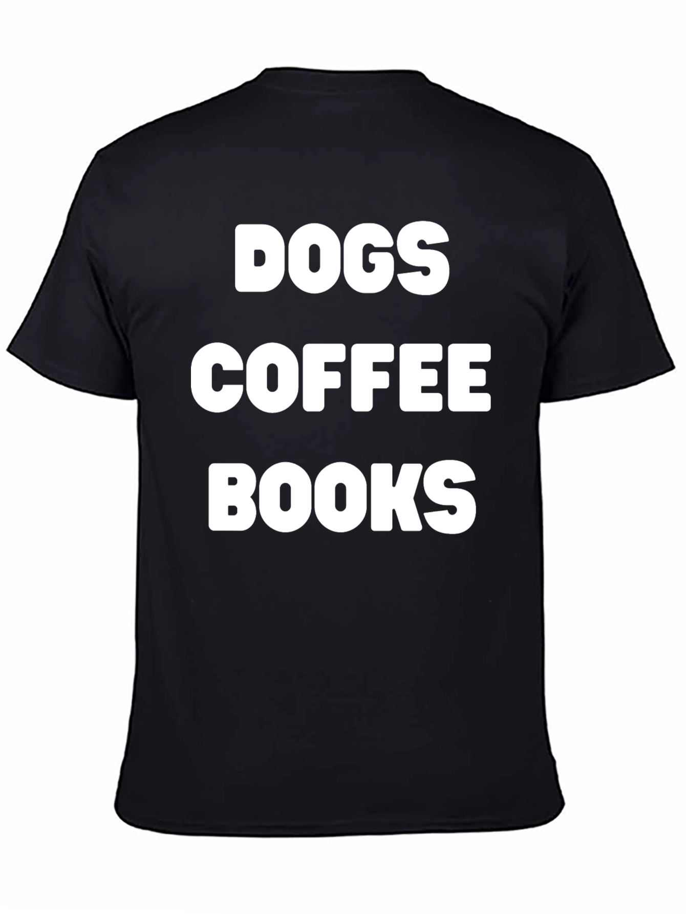 Dogs Coffee Books T-Shirt Black Cotton Tee