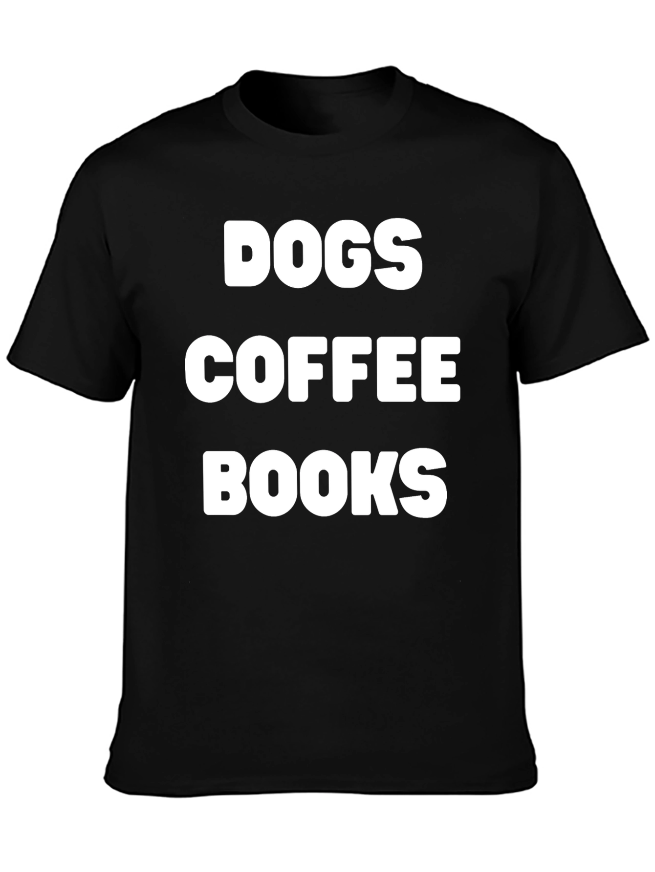Dogs Coffee Books T-Shirt Black Cotton Tee