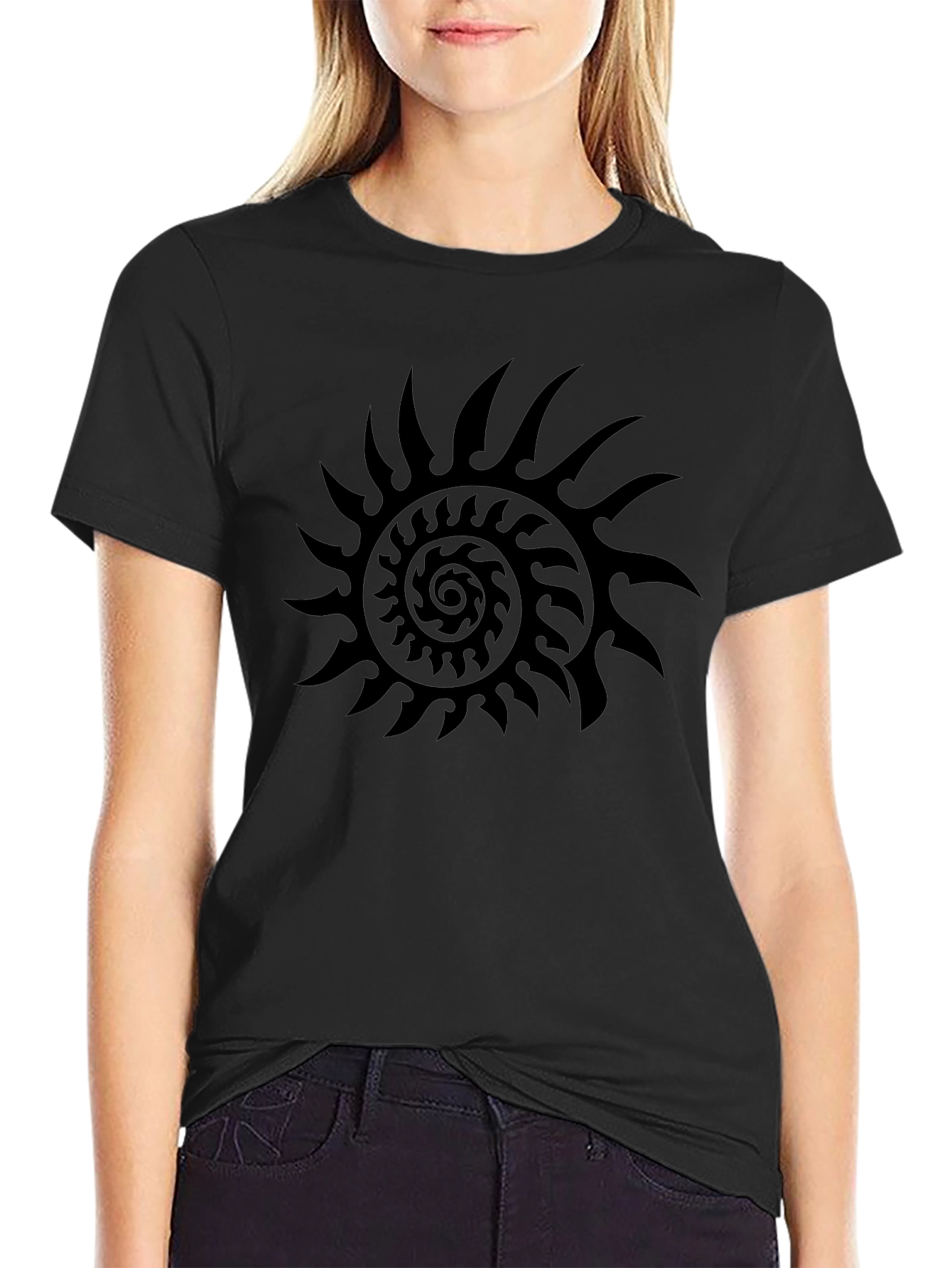Tribal Sun Graphic Black T-Shirt