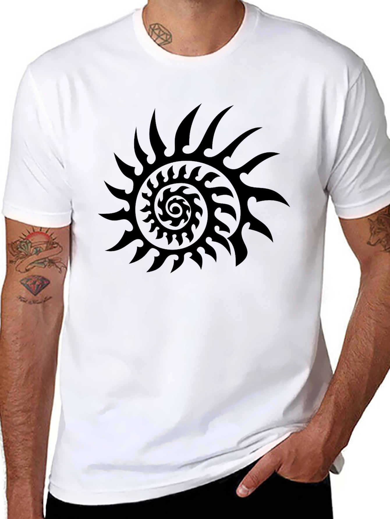 Tribal Sun Graphic Black T-Shirt