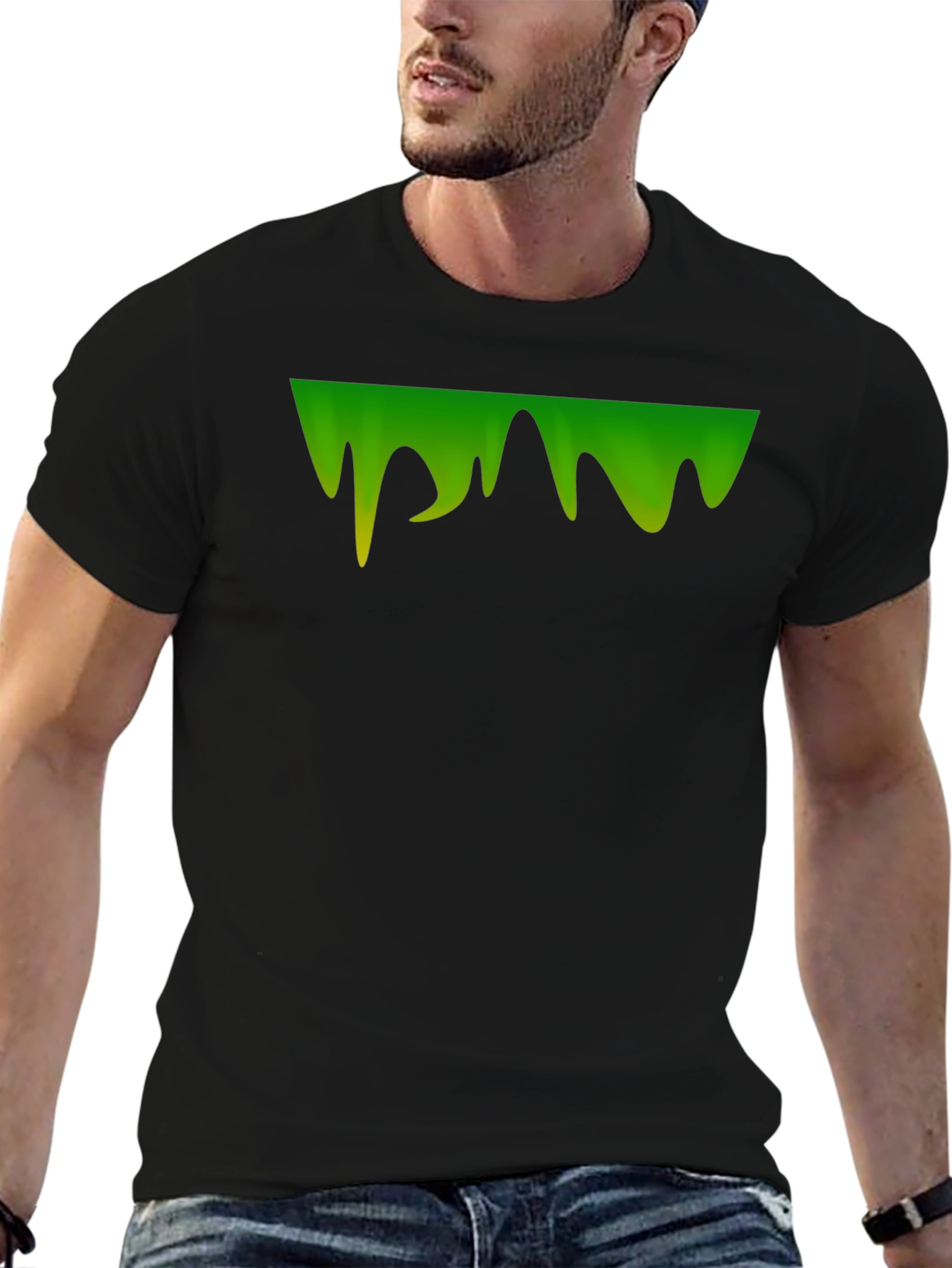 Green Slime Drip Graphic Tee - Mens Black T-Shirt