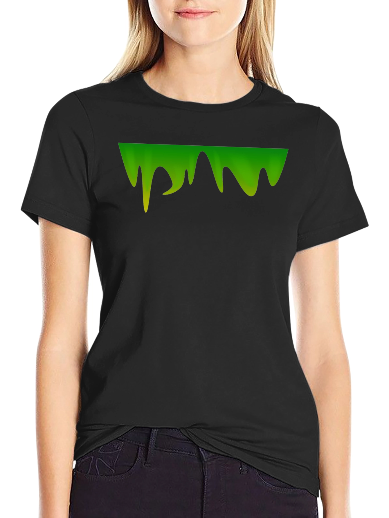 Green Slime Drip Graphic Tee - Mens Black T-Shirt