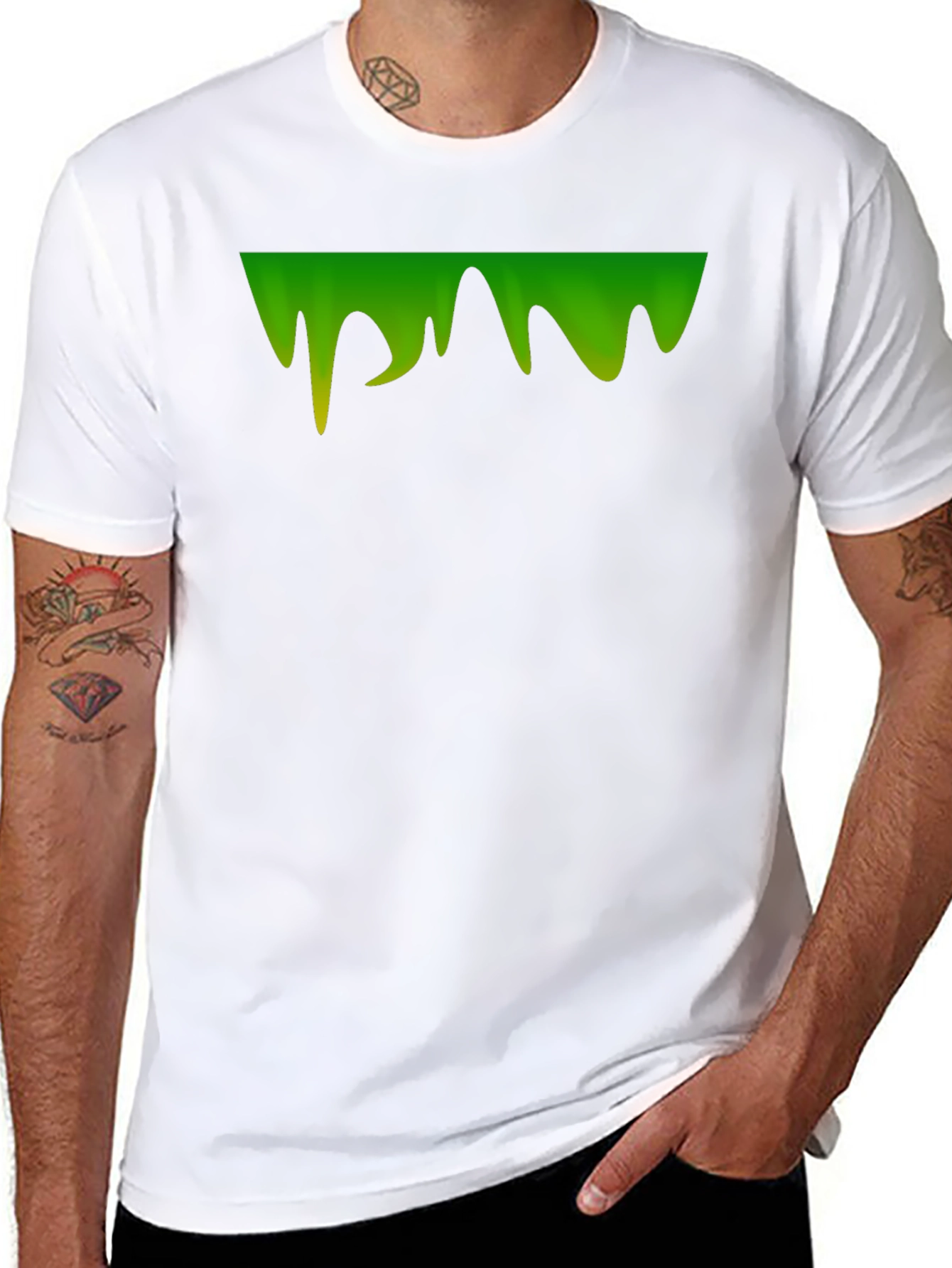 Green Slime Drip Graphic Tee - Mens Black T-Shirt