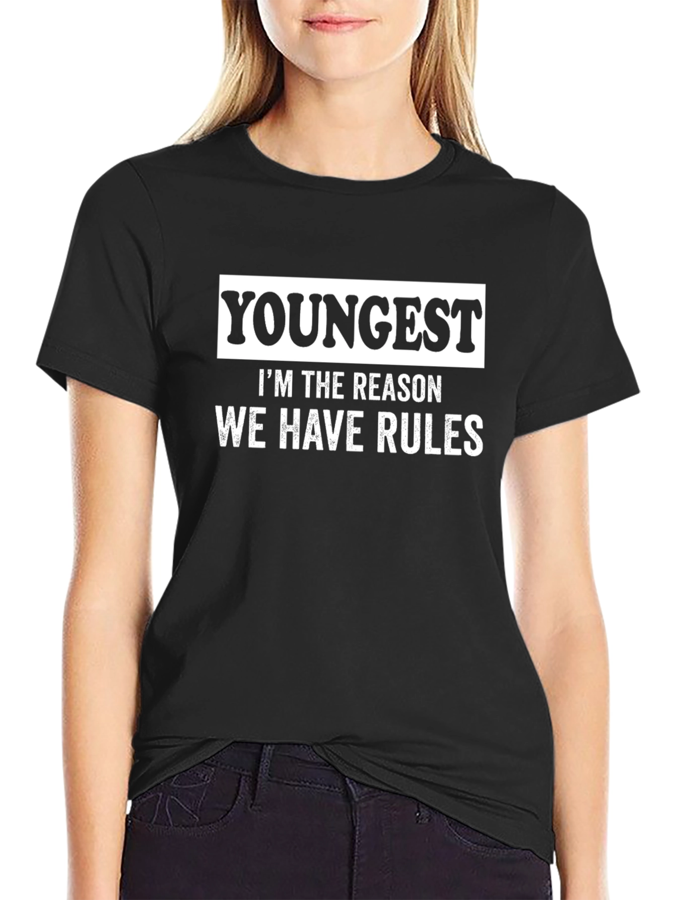 Youngest Reason Rules Mens Black T-Shirt