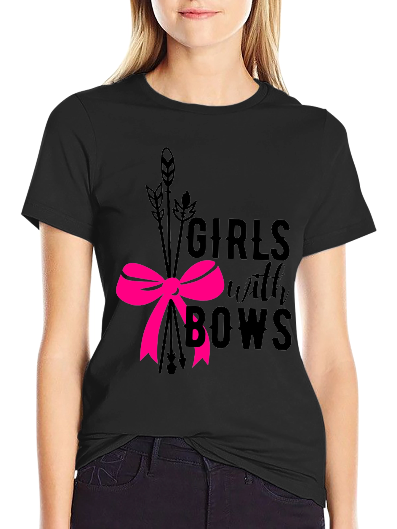 Girls with Bows Graphic Tee - Black