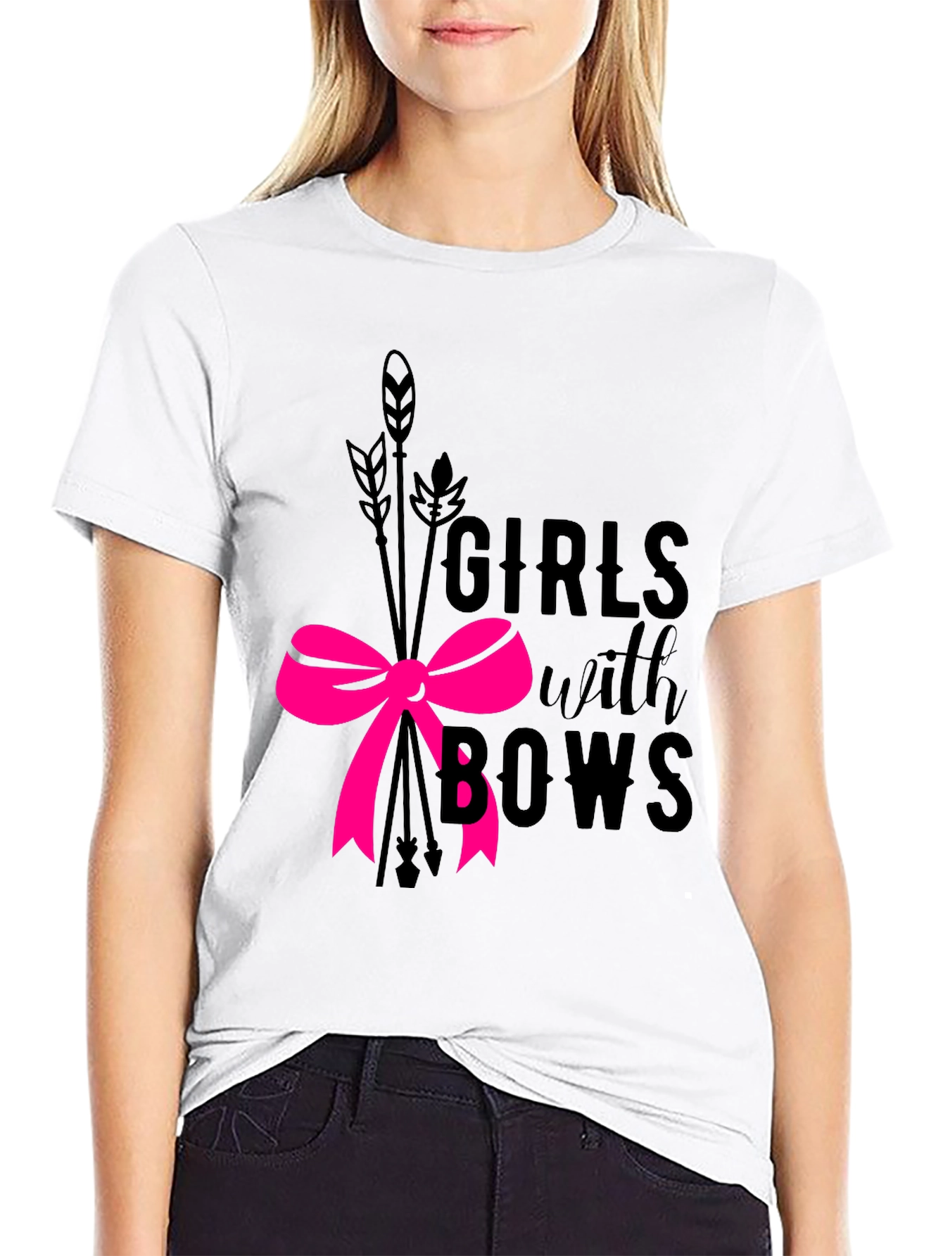 Girls with Bows Graphic Tee - Black
