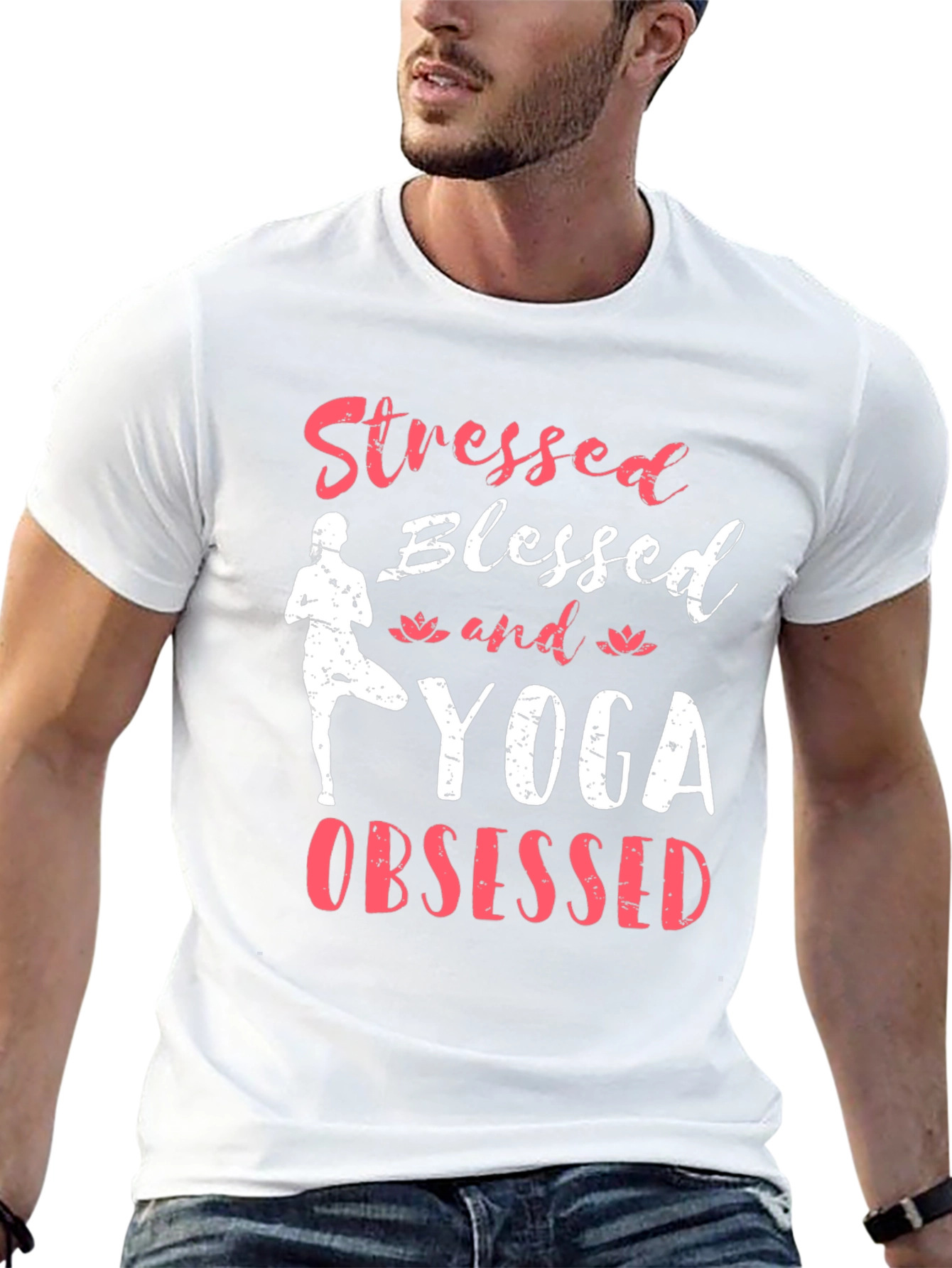 Stressed Blessed Yoga Obsessed Graphic T-Shirt
