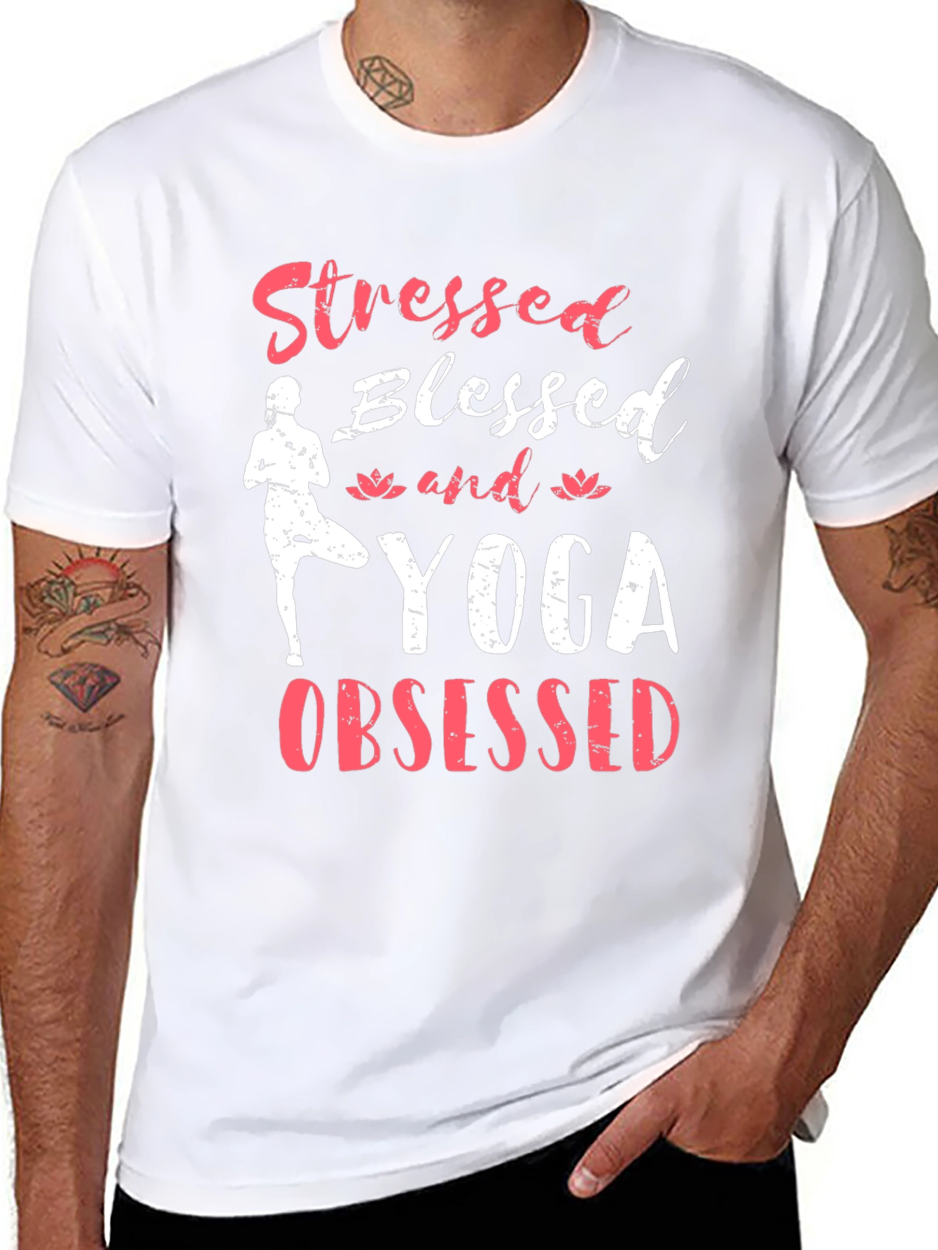 Stressed Blessed Yoga Obsessed Graphic T-Shirt